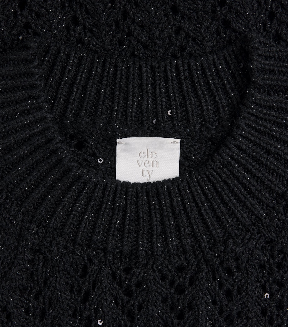 Eleventy Womens Cotton-Linen Sequin Sleeveless Sweater Nero Image 6