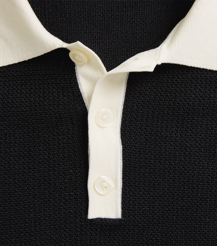 Sandro Paris Mens Contrast-Collar Polo Shirt Black Image 6