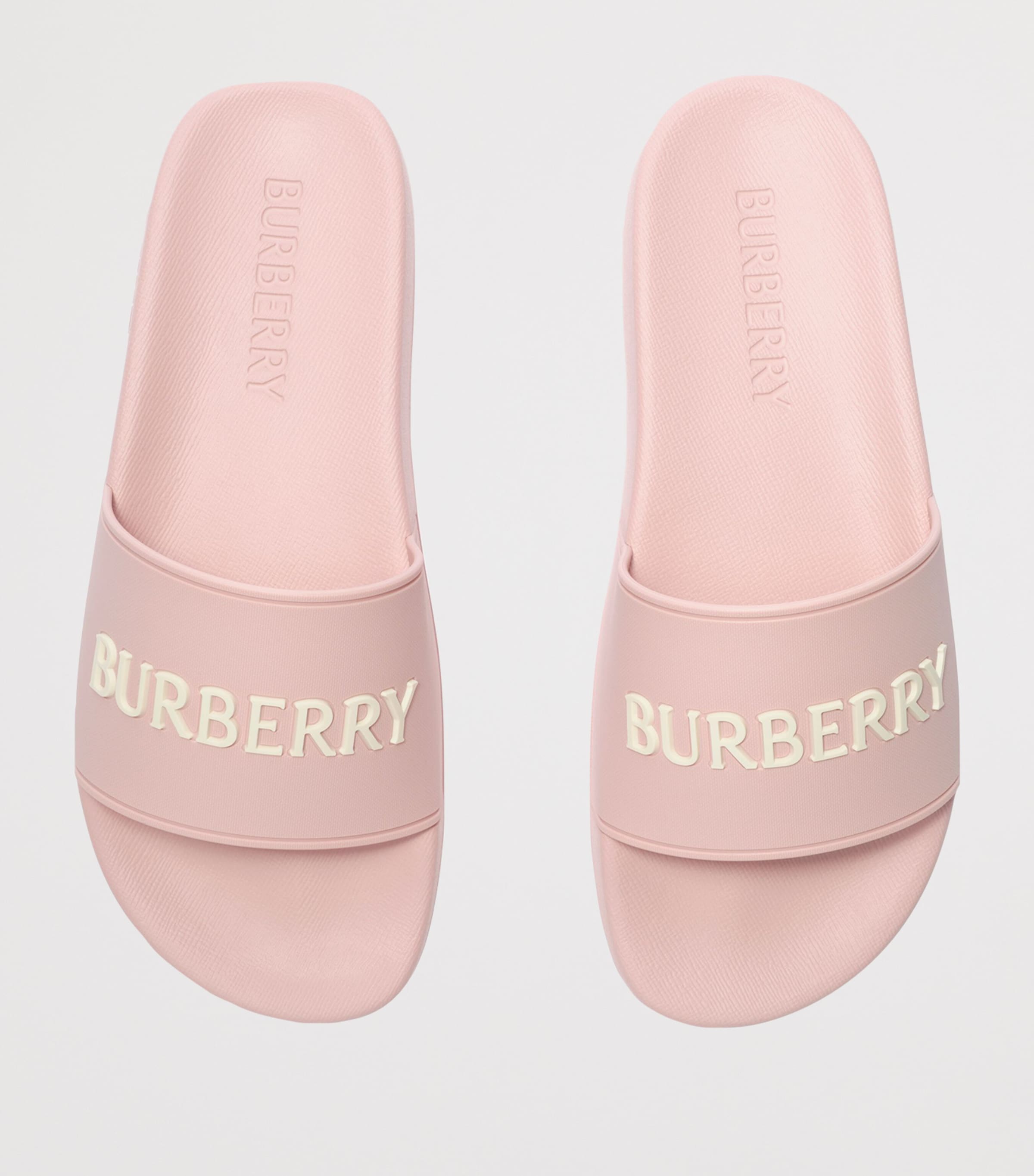 Burberry Logo Slides Candy Pink Dove Beig Image 4