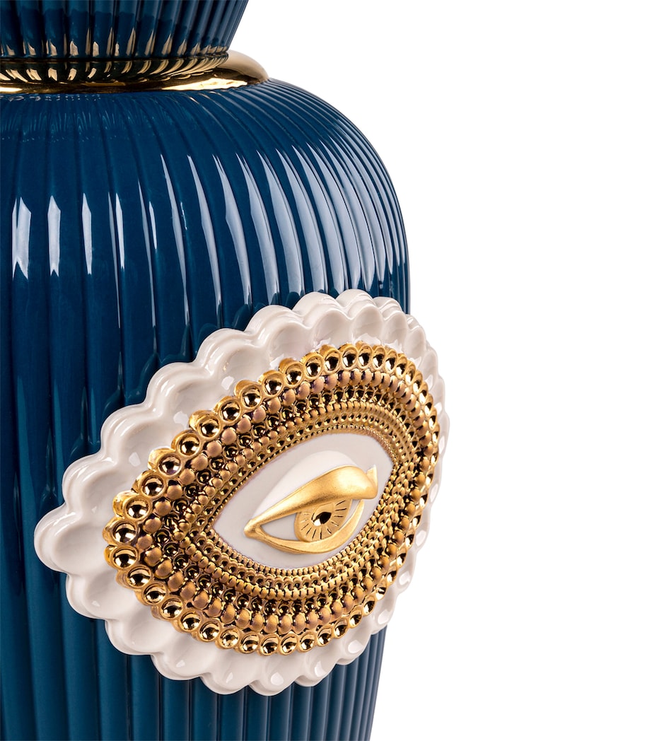 Lladró Porcelain Lover's Eyes Vase (39cm) White, Blue & Gold Image 3