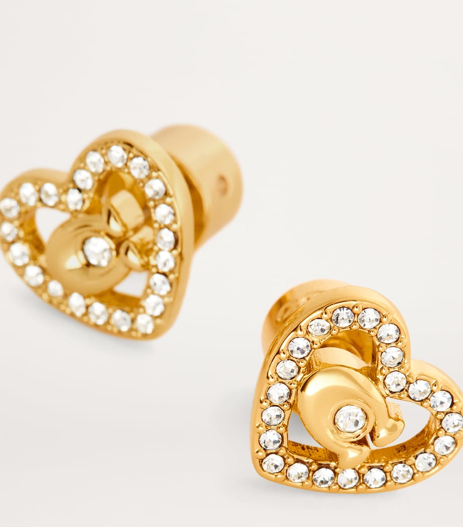 Pavé Crystal Heart Stud Earrings 110 CRYSTAL Image 5