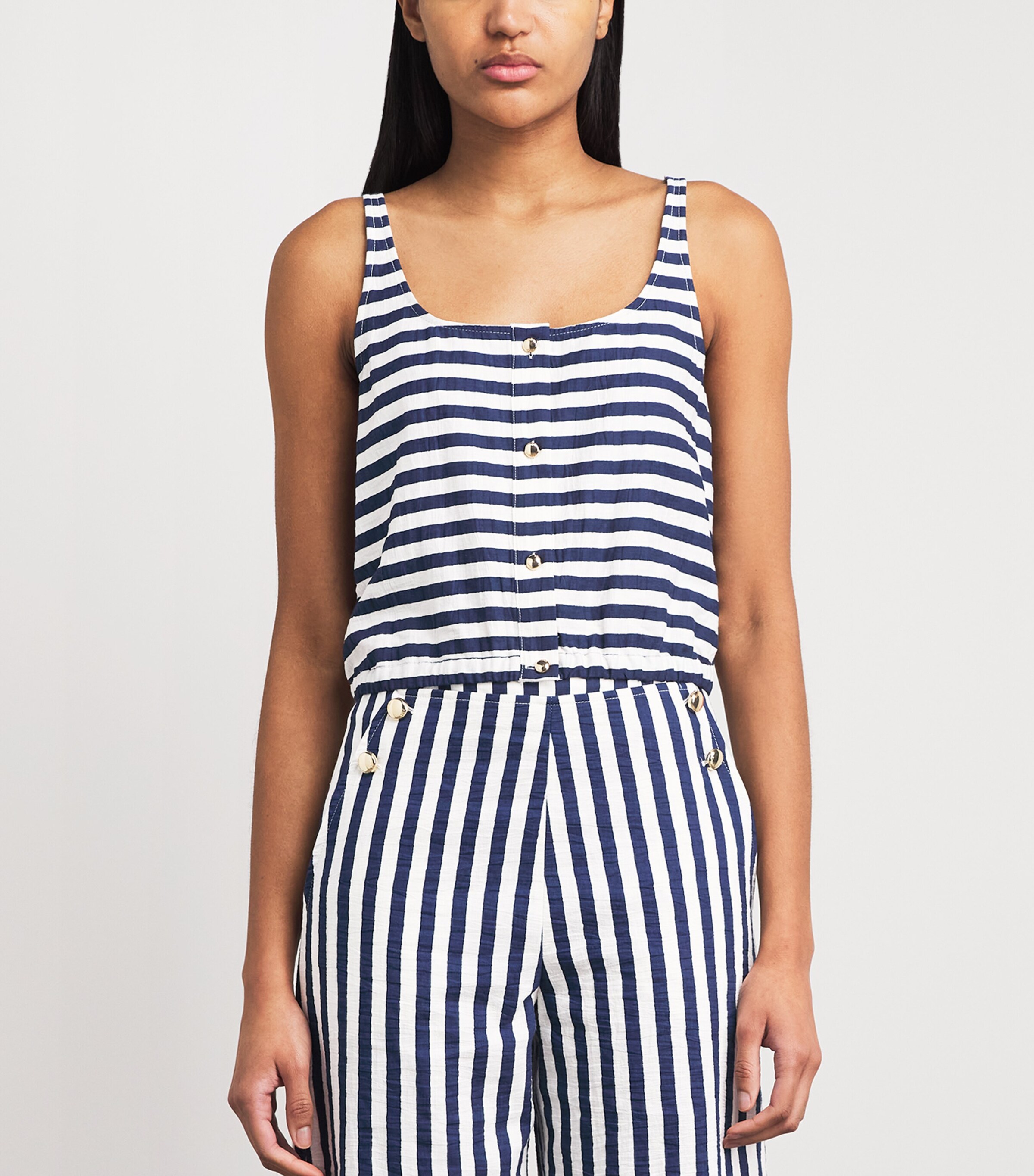 Maje Womens Breton Stripe Tank Top White/blue Image 4