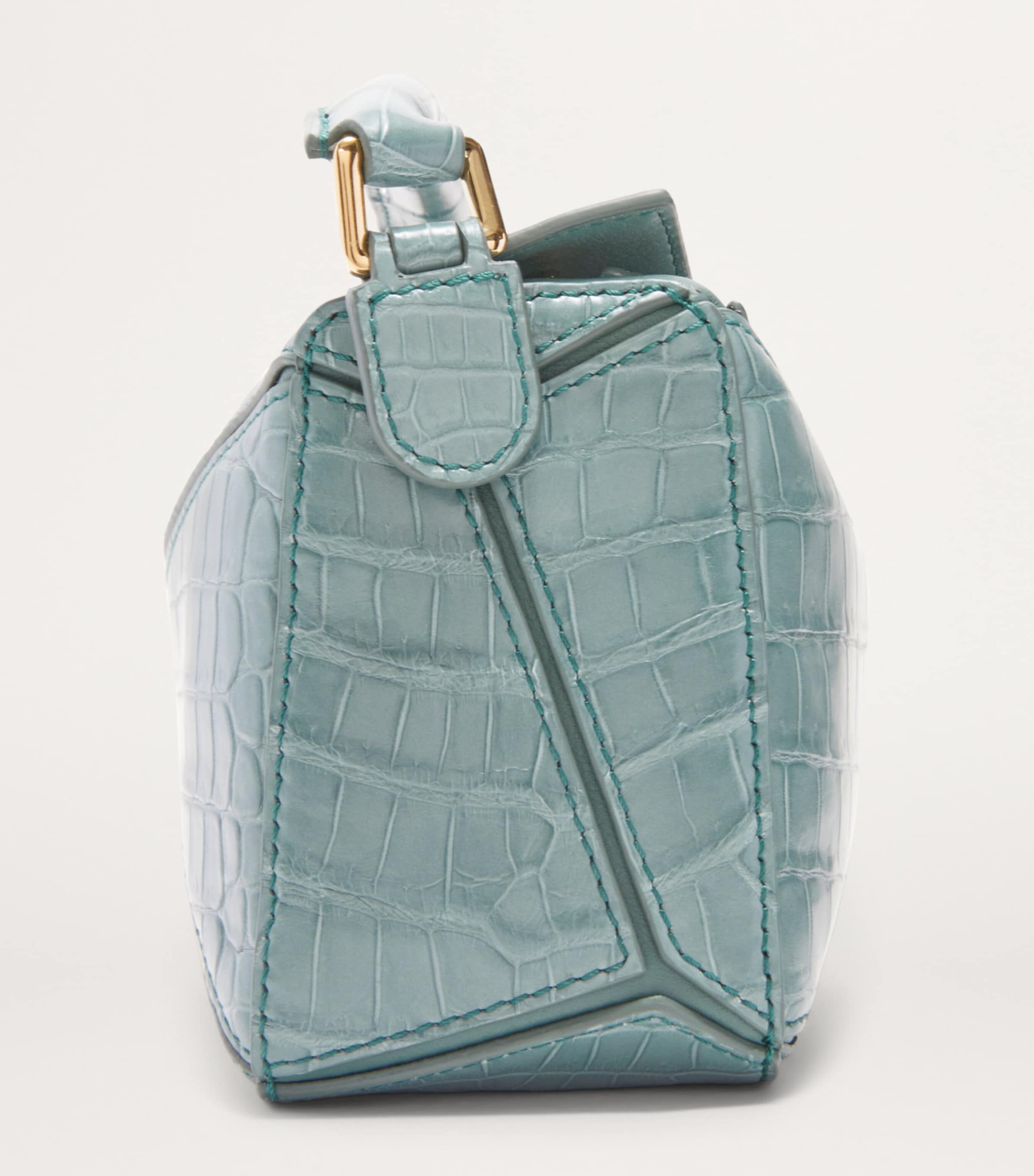 Mini Crocodile Puzzle Top-Handle Bag GREY BLUE Image 4