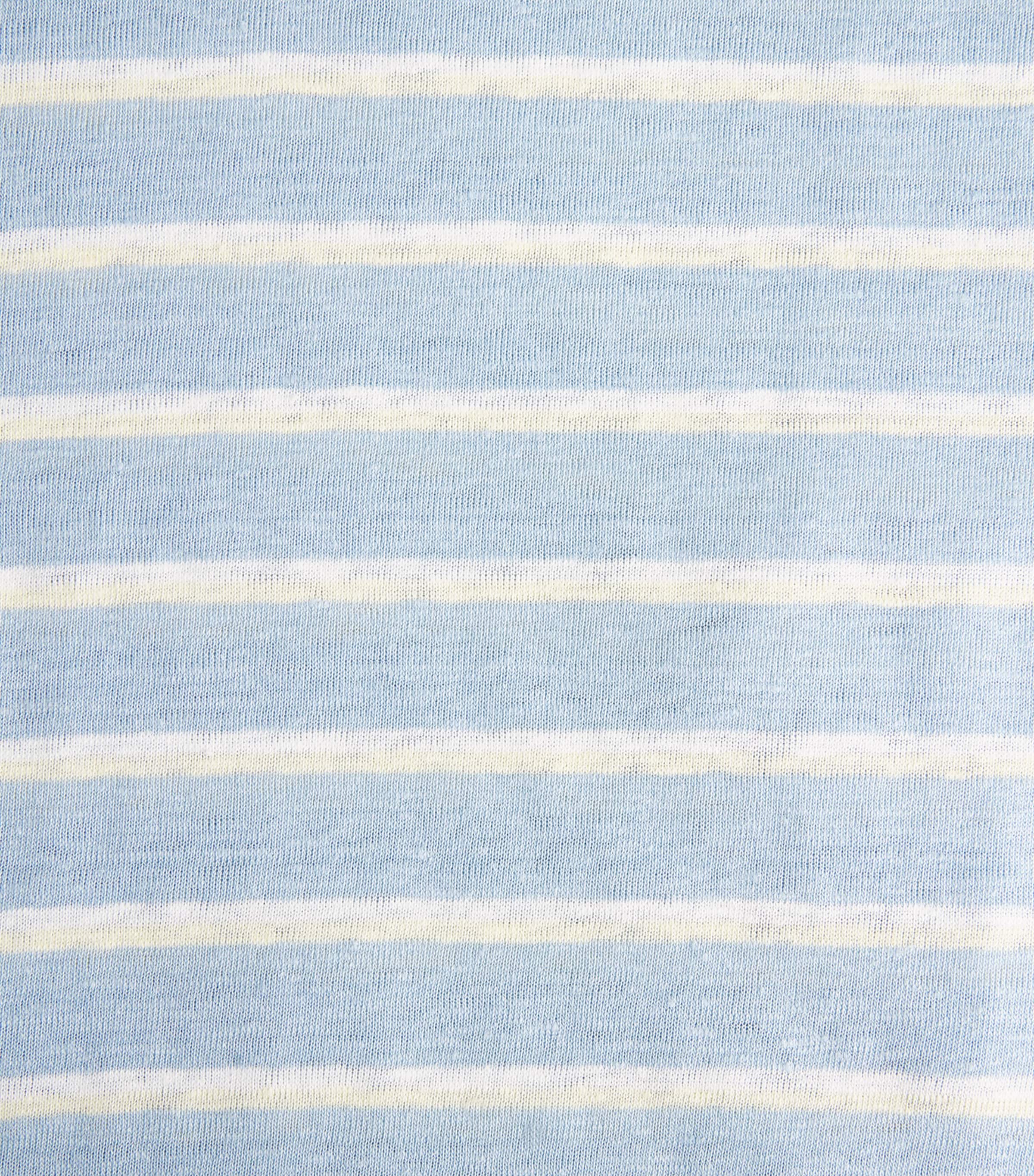 FRAME Womens Linen-Blend The Baby Tee Chambray Blue Multi Image 6