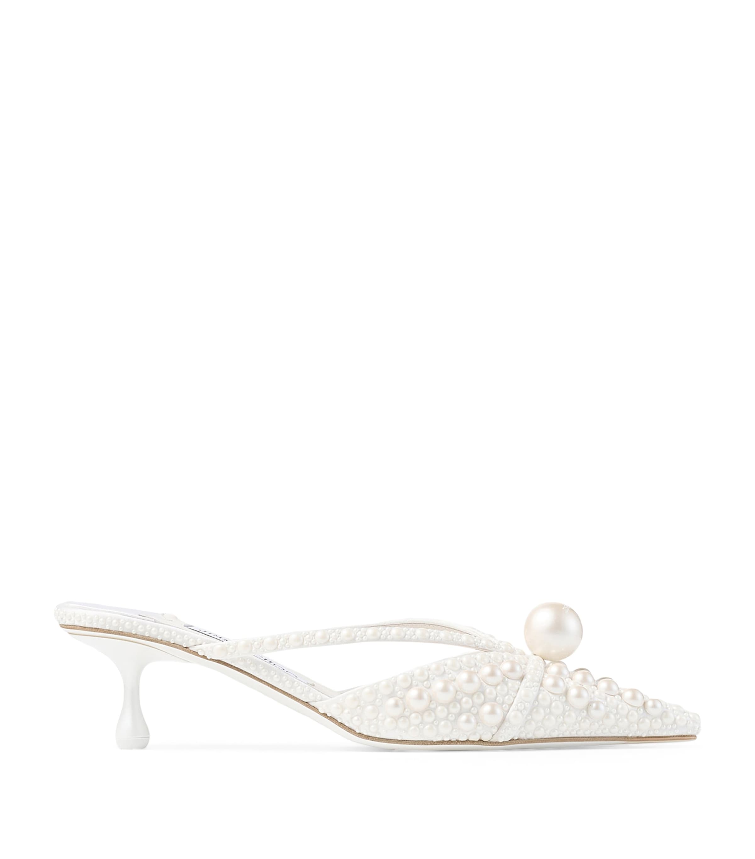 Sana 50 Satin Embellished Mules WHITE/WHITE Image 1