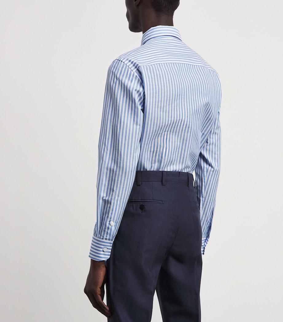 Brioni Mens Cotton-Linen Stripe Shirt Image 5