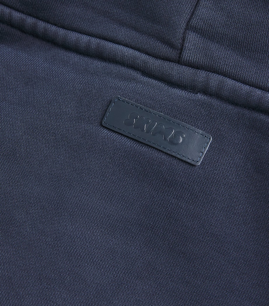 Cotton Fleece Relaxed Hoodie NAVY Image 5