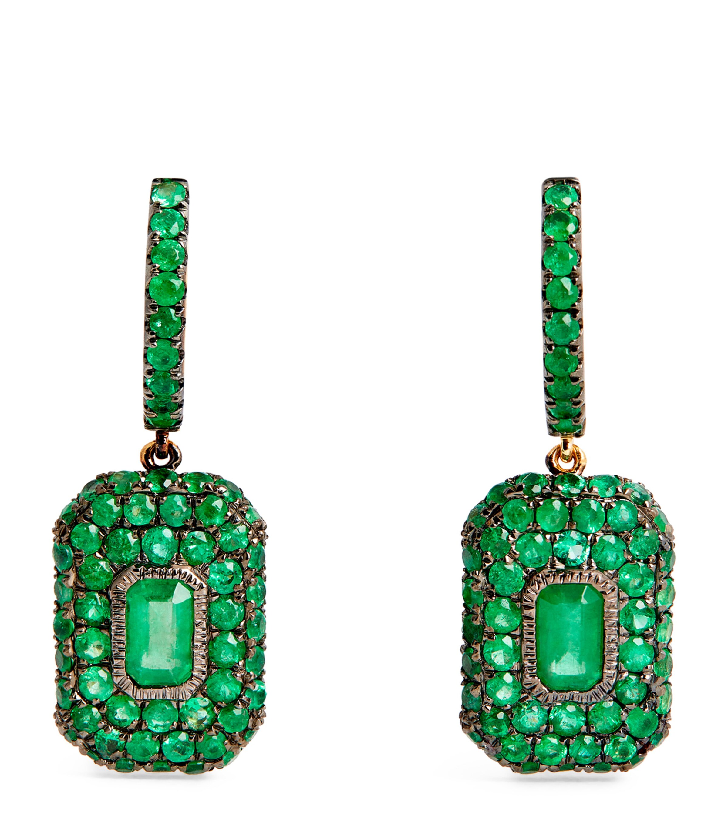 Shay Yellow Gold And Emerald New Modern Drop Earrings In Gold
