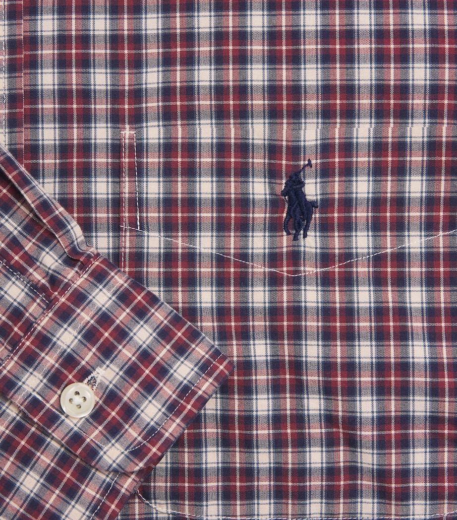 Polo Ralph Lauren Mens Cotton Check Polo Pony Custom Fit Shirt Red Cream Multi Image 6