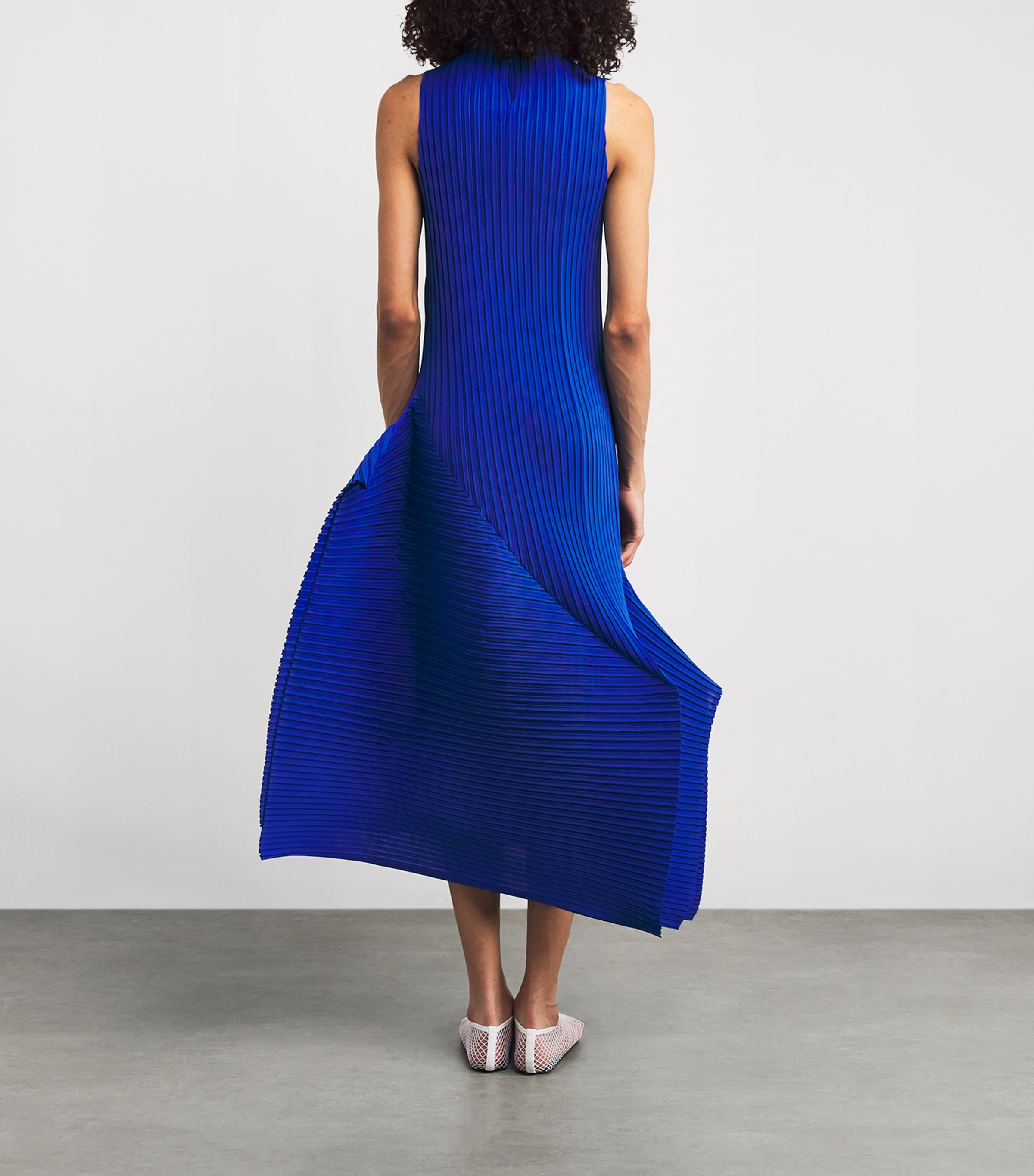 Fold Pleats Maxi Dress BLUE Image 3