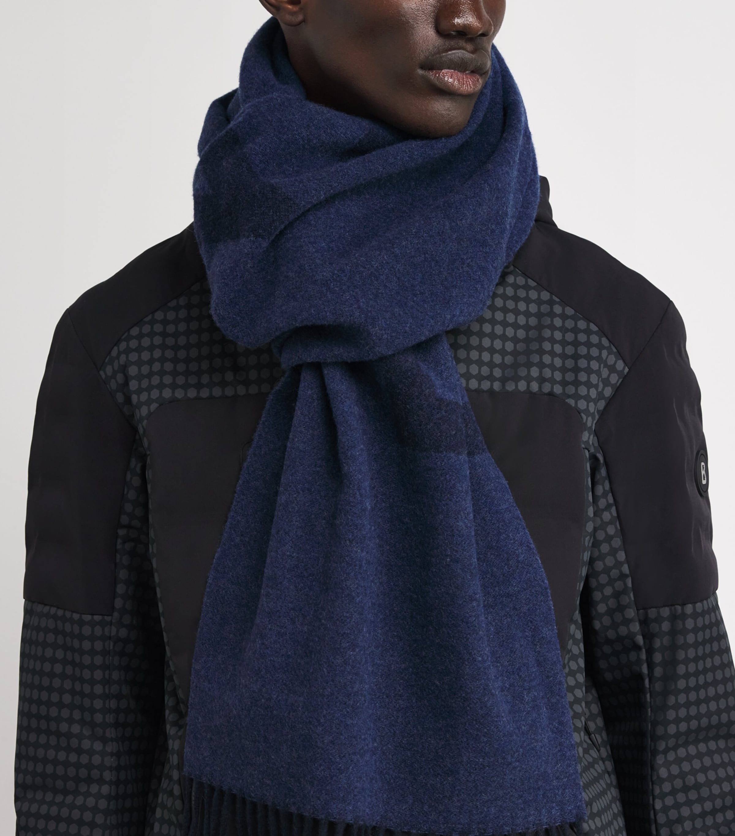 Wool Logo Scarf 464-NAVY Image 3