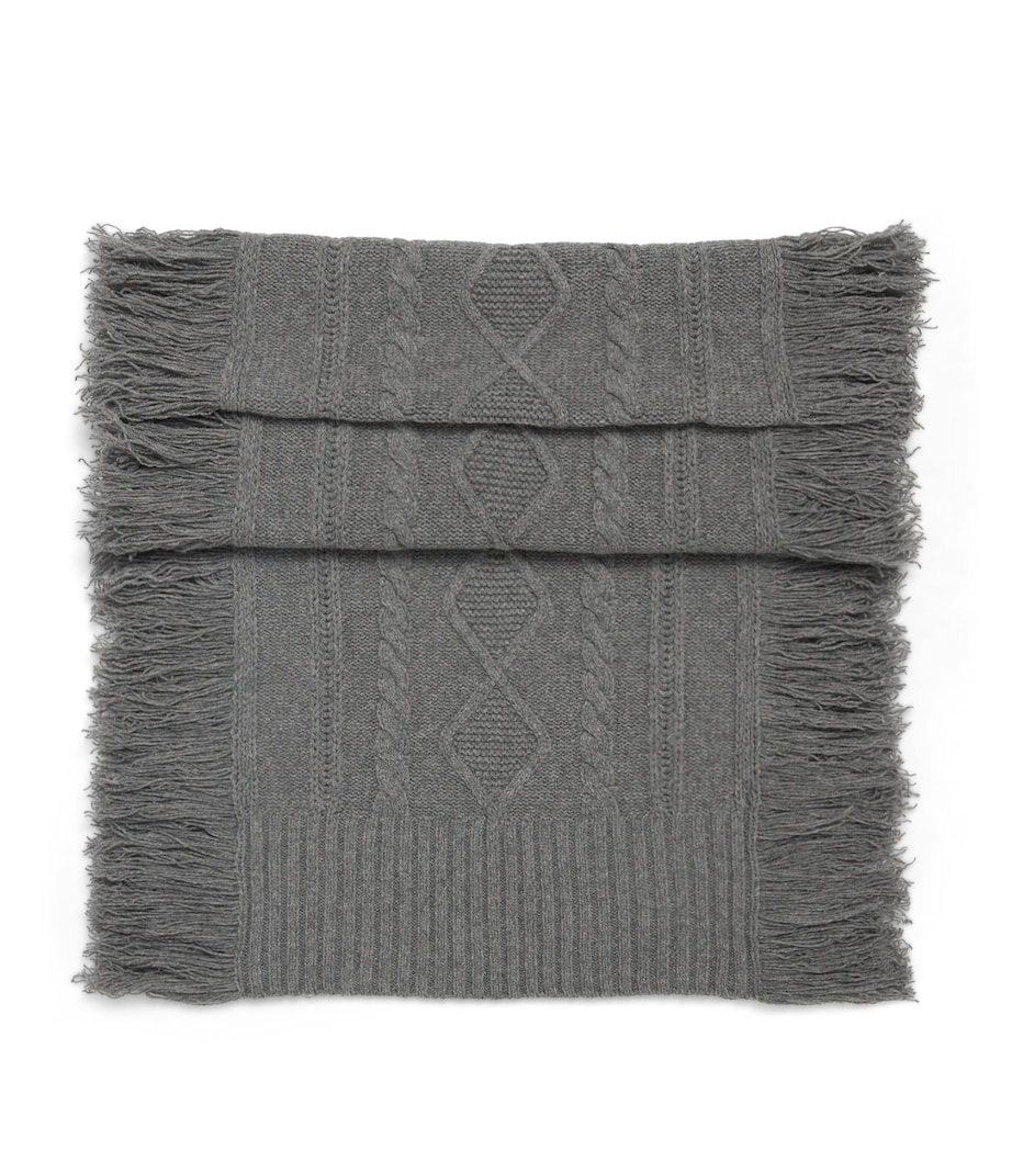 Wool Fringed Peak Scarf 064 GREY MELANGE Image 1