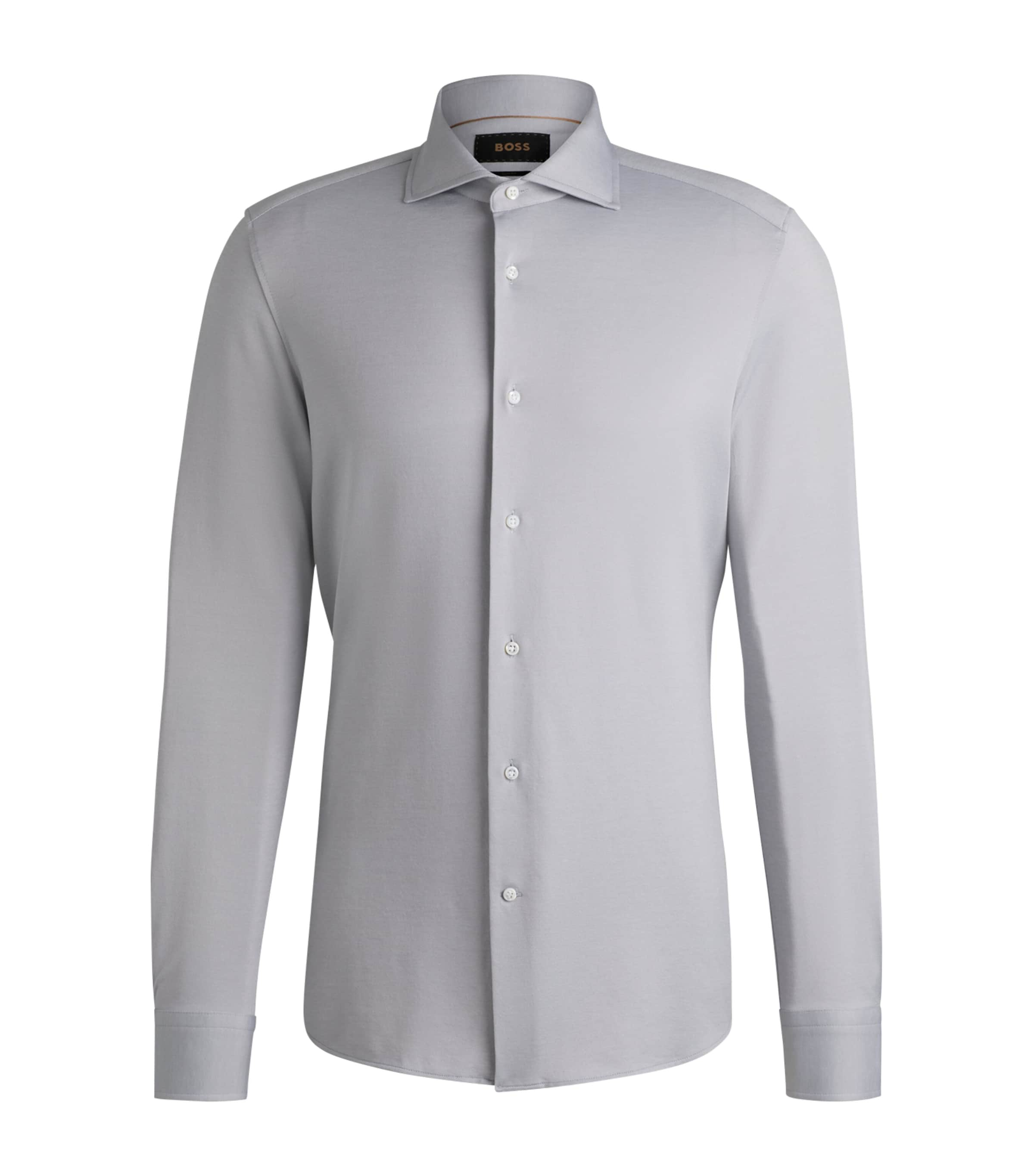 Shop Hugo Boss Stretch-cotton Slim Shirt In Grey