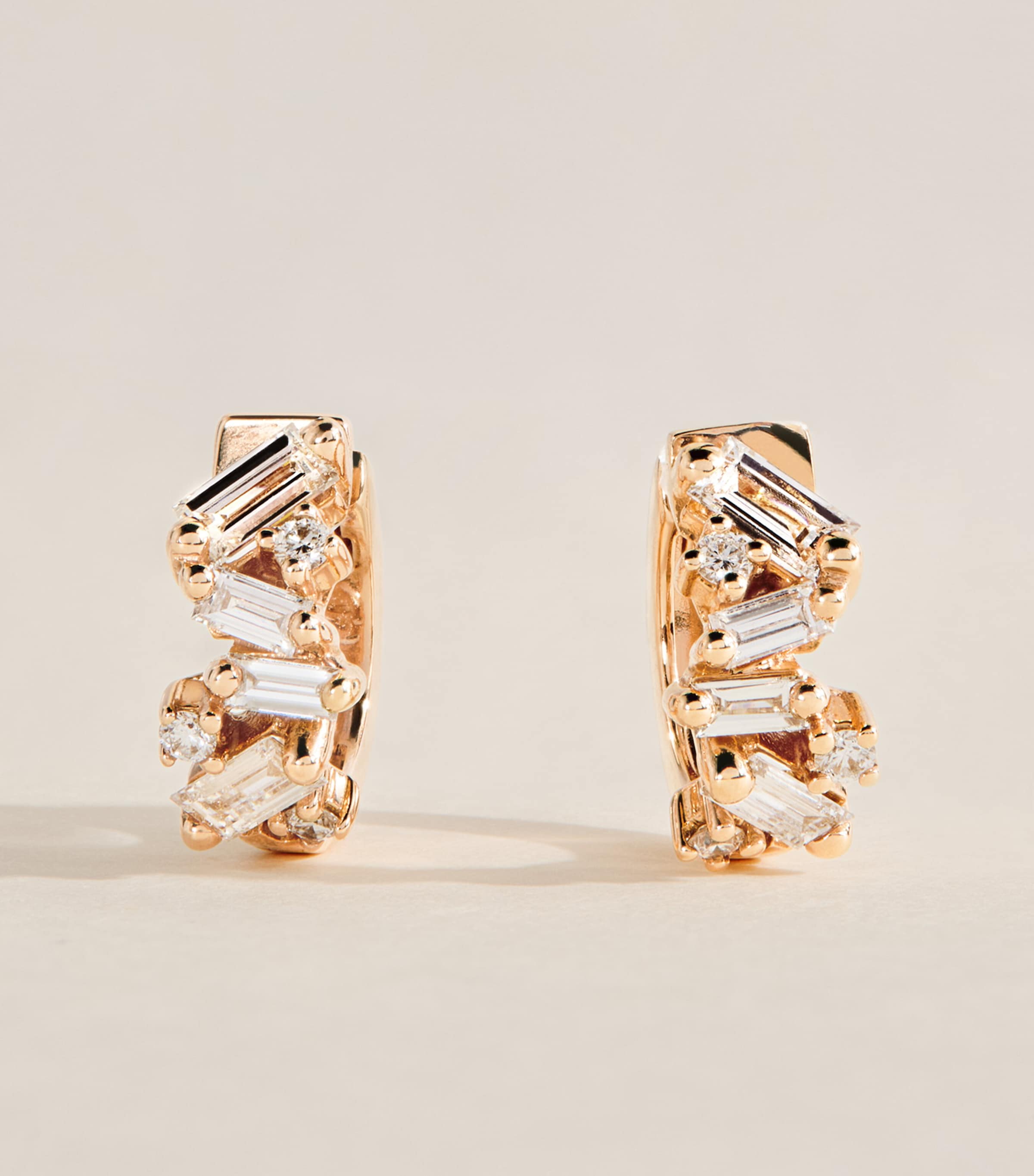 Suzanne Kalan Rose Gold and Diamond Frenzy Huggie Earrings Rg/wd Image 1