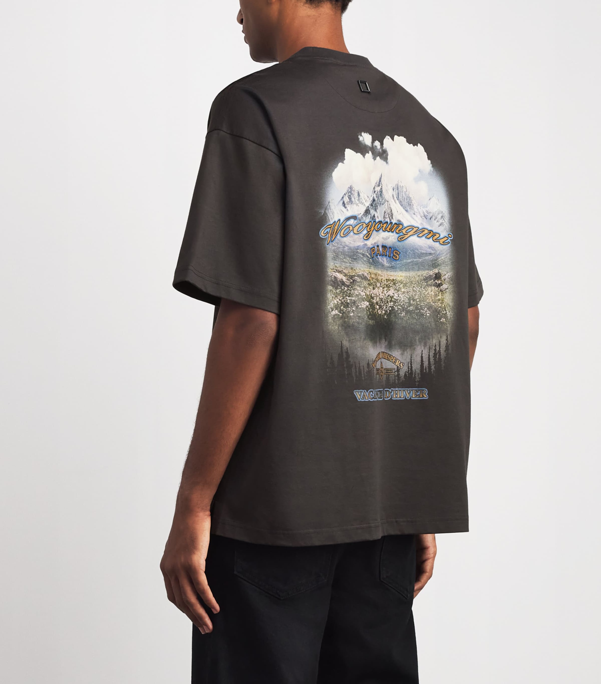 Wooyoungmi Mens Cotton Graphic Print T-Shirt Grey Image 5