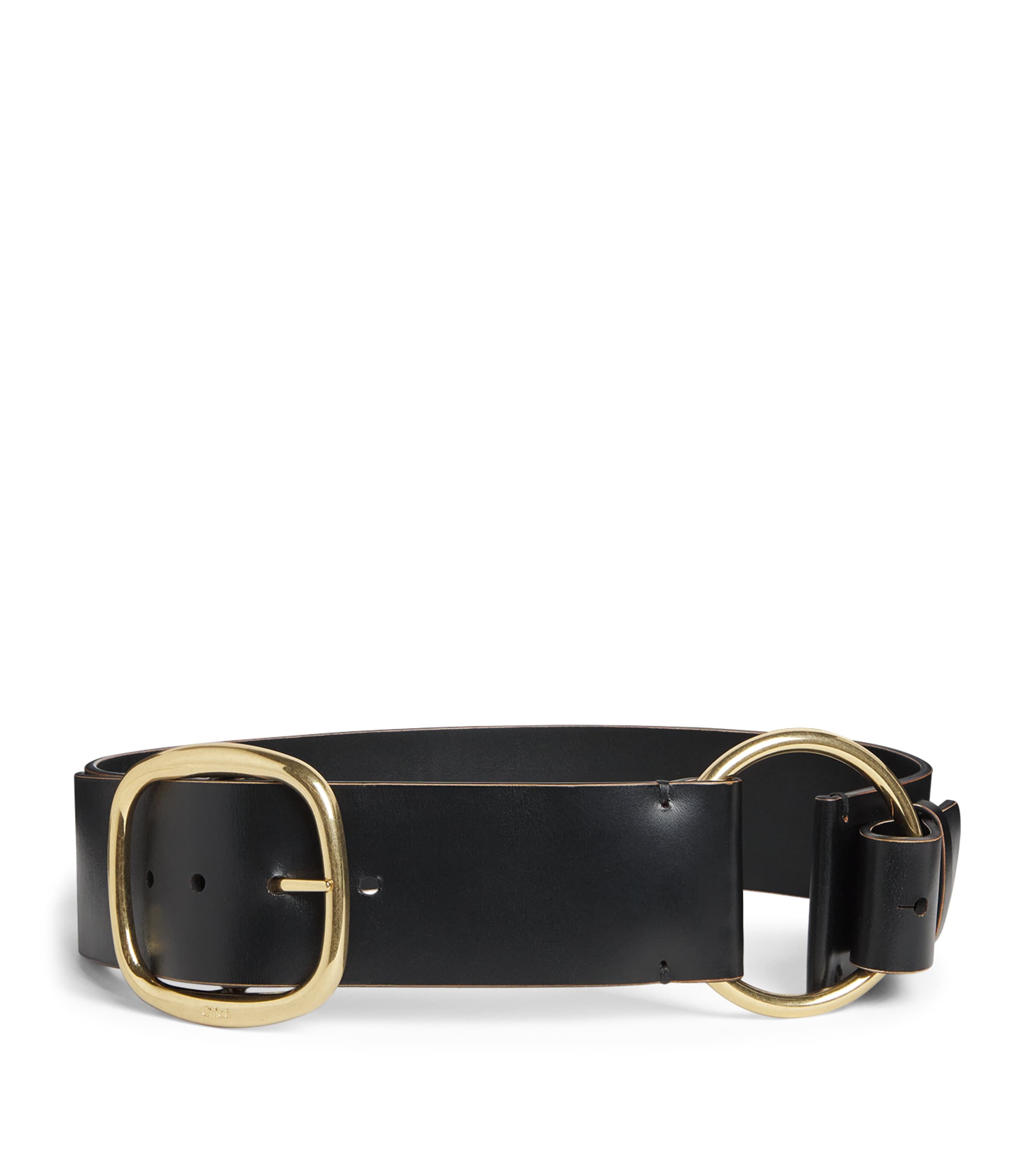 Chloé Anita Low Hip Belt With Engraved Buckle In Black