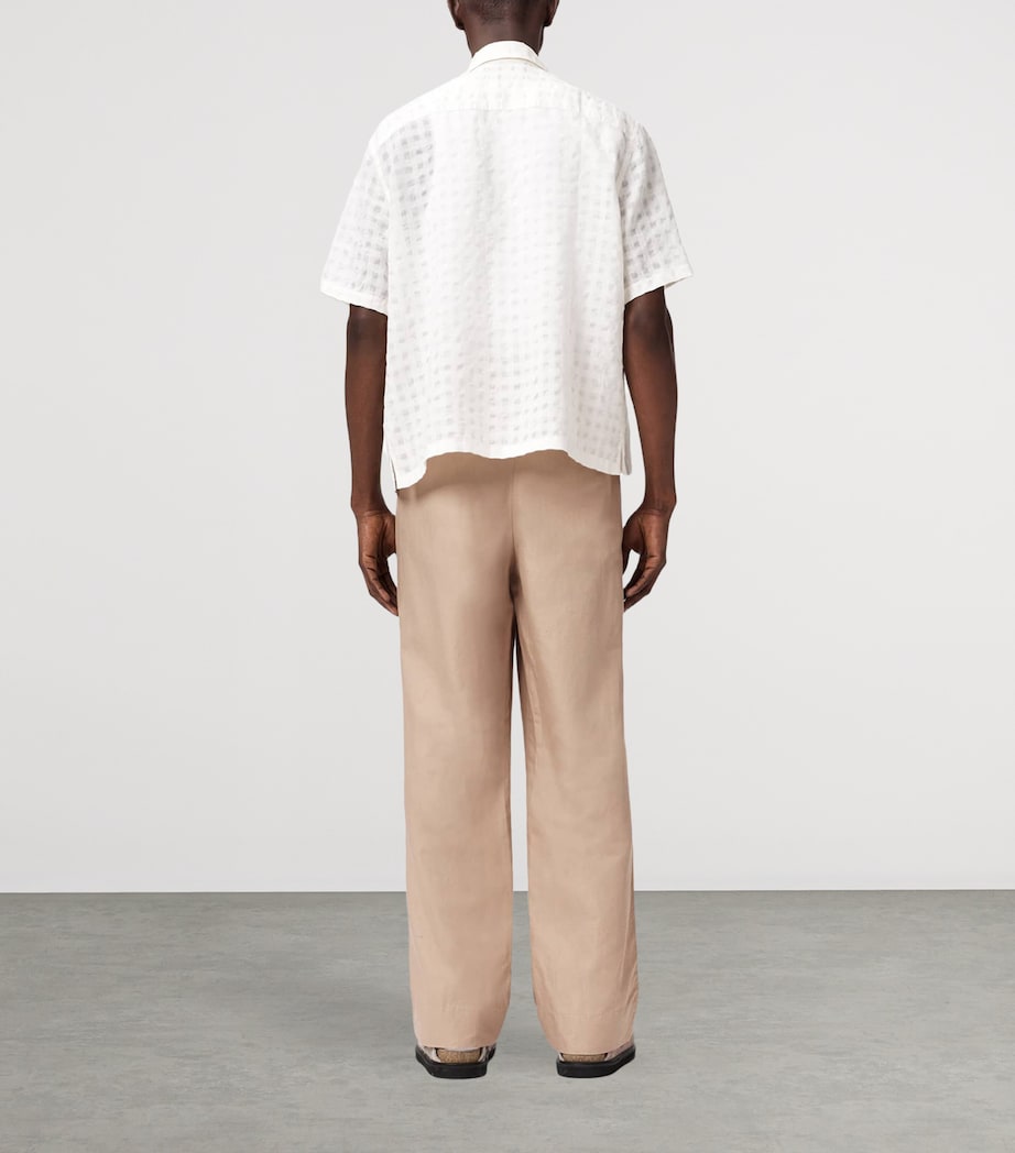 AllSaints Mens Cotton Pleated Roland Trousers Nutmeg Brown Image 7