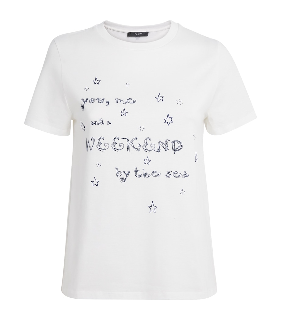 Cotton Print and Embroidered T-Shirt WHITE Image 1