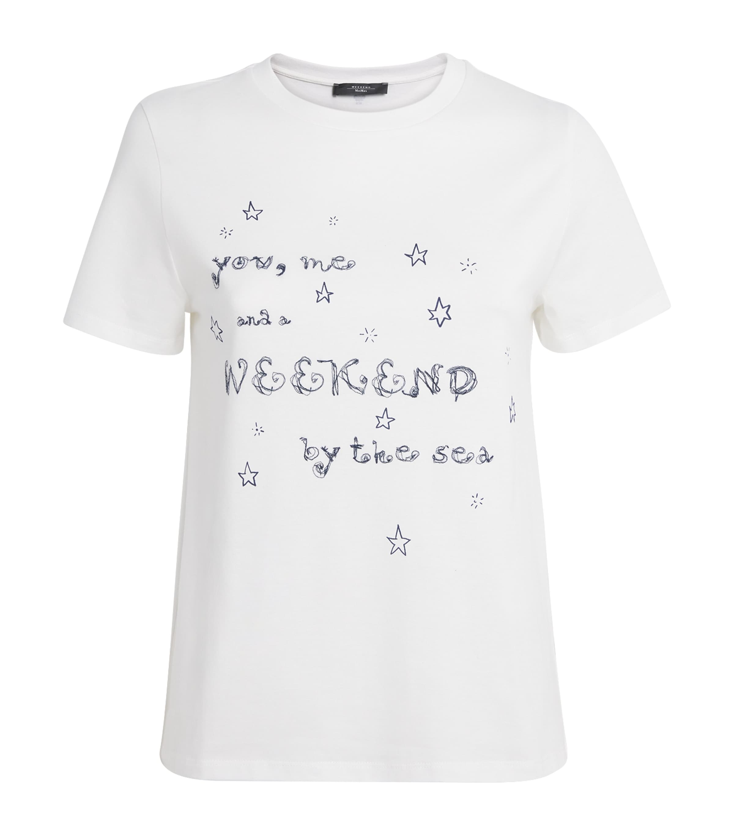 Weekend Max Mara Cotton Print and Embroidered T-Shirt | Women Clothing | Tops | T-Shirts | Designers | Weekend Max Mara
