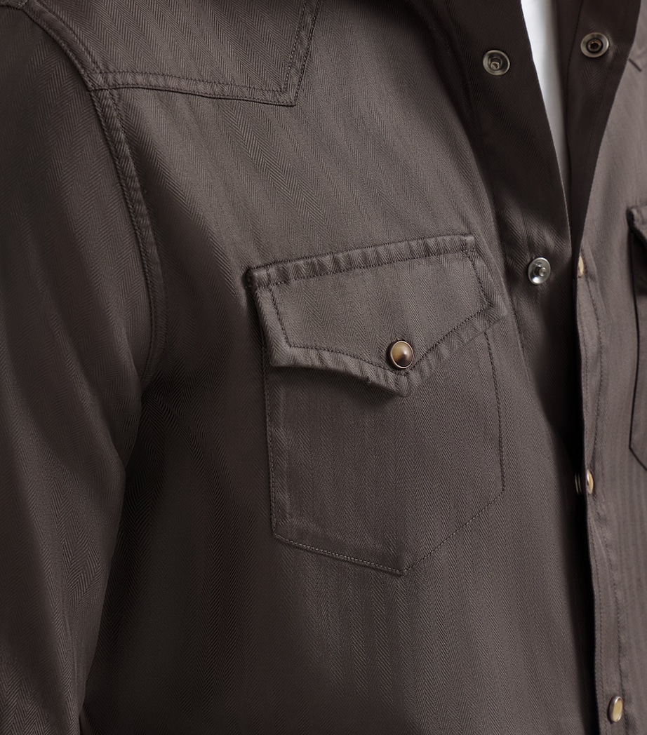 Brunello Cucinelli Mens Cotton Western Shirt Image 6