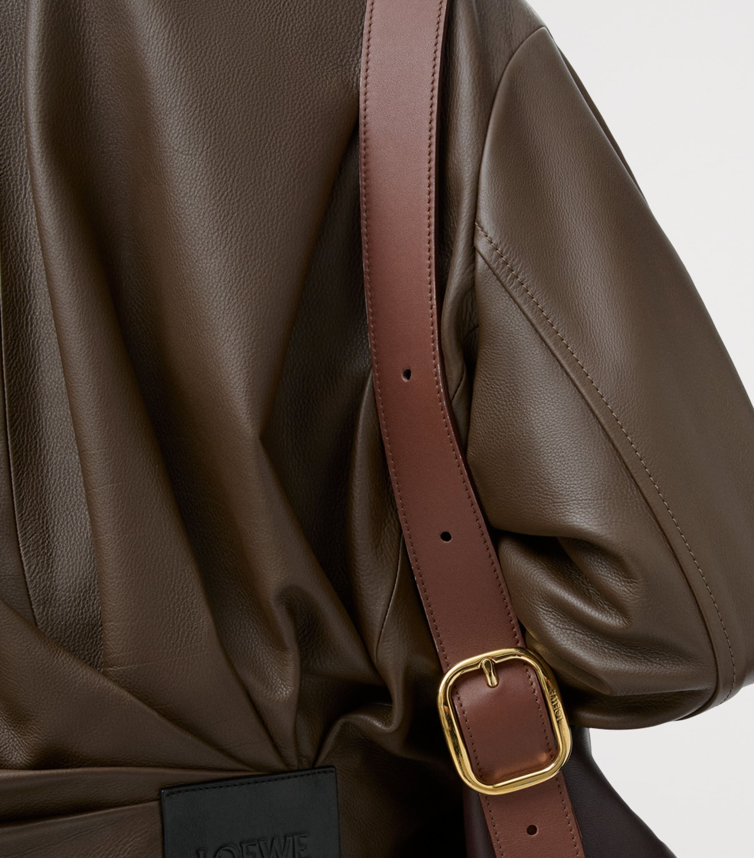 Calfskin Draped Bomber Jacket DARK GREEN Image 5