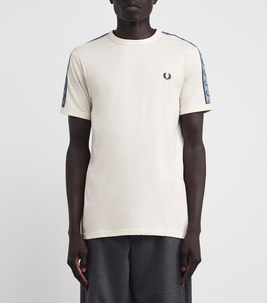 Cotton Logo Tape T-Shirt 729-ECRU/NAVY Image 3