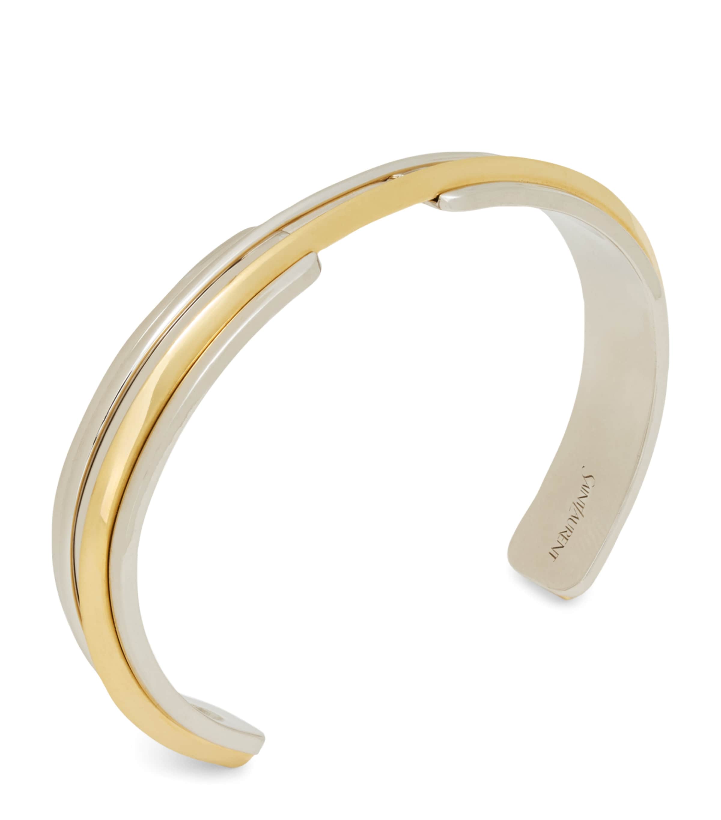 Saint Laurent Modernist Bridge Cuff Bracelet In Metallic