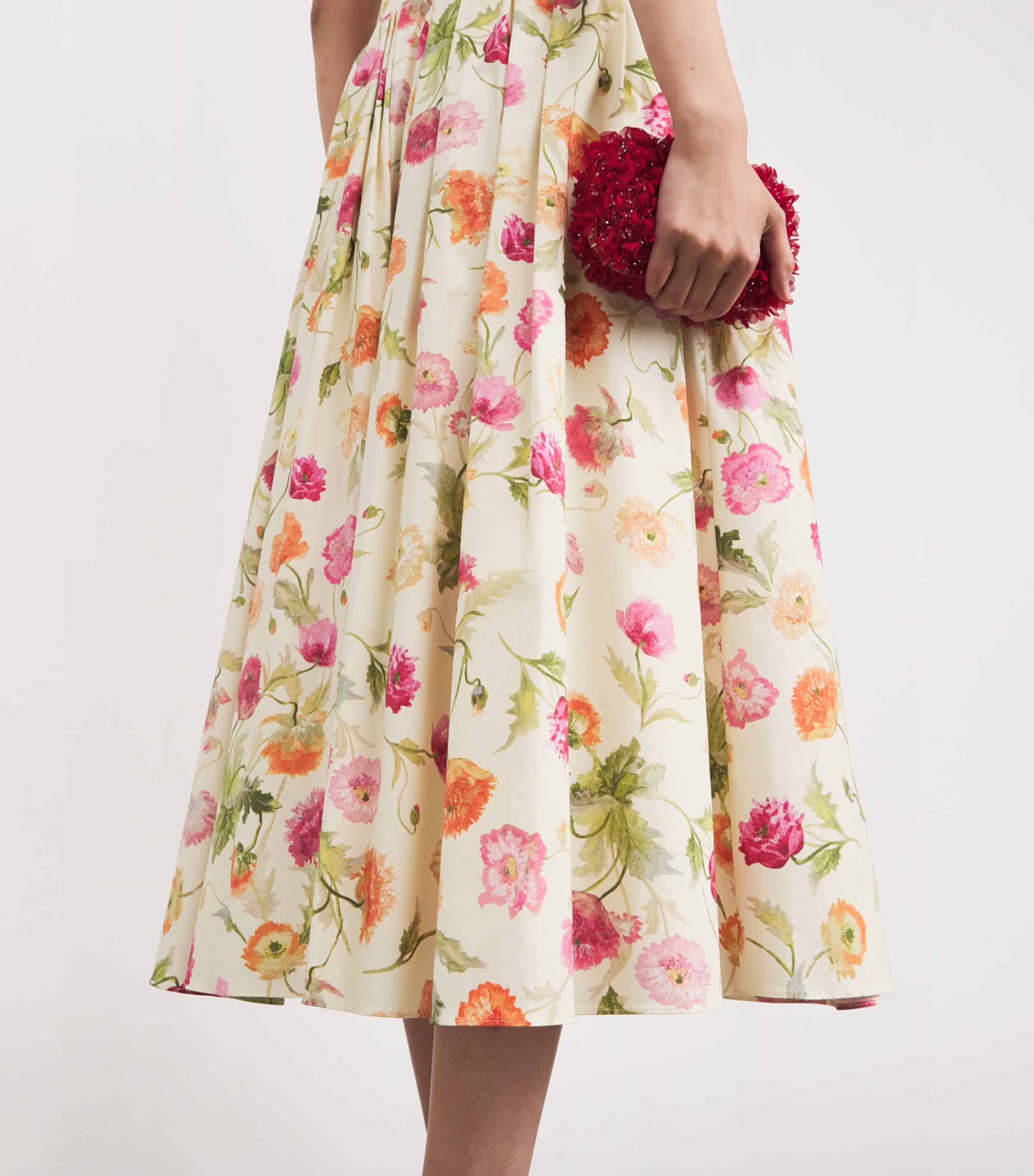 Poppy Print Dropped-Waist Midi Dress 264 ALMOND MULTI Image 6