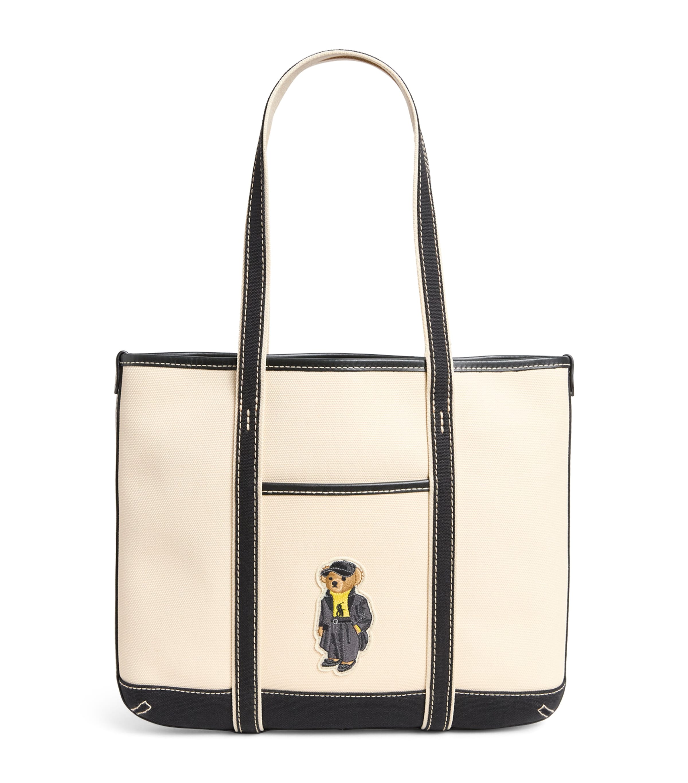 Polo Ralph Lauren Small Canvas Polo Bear Tote Bag In Neutral