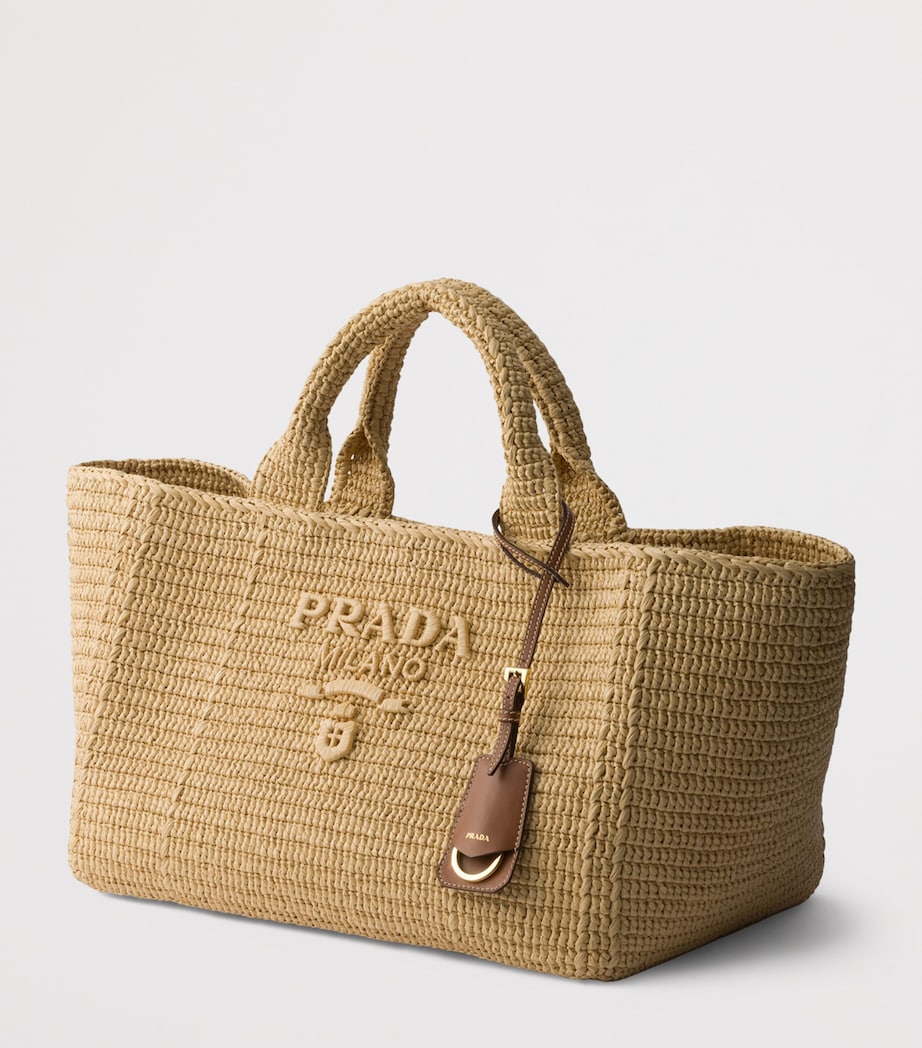 Prada Large Crochet Tote Bag Neutral Image 5