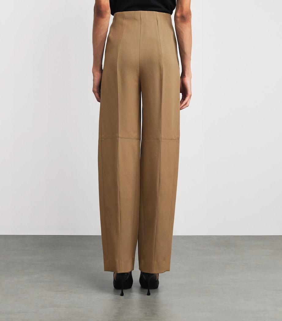 Virgin Wool Sculptural Leg Trousers 2529 DARK CAMEL Image 4