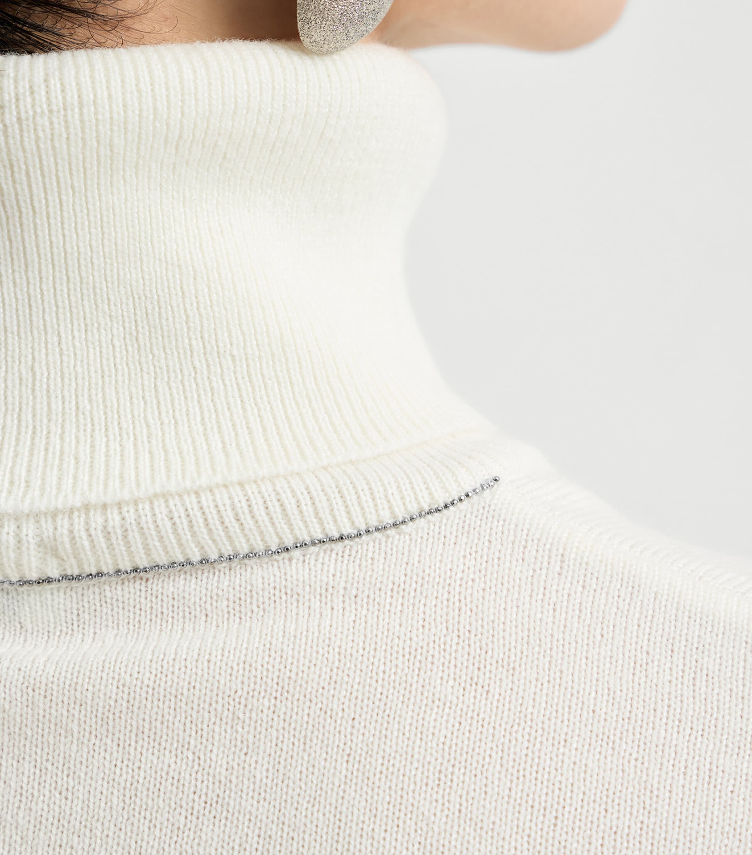 Brunello Cucinelli Womens Cashmere Monili-Trim Rollneck Sweater Image 6