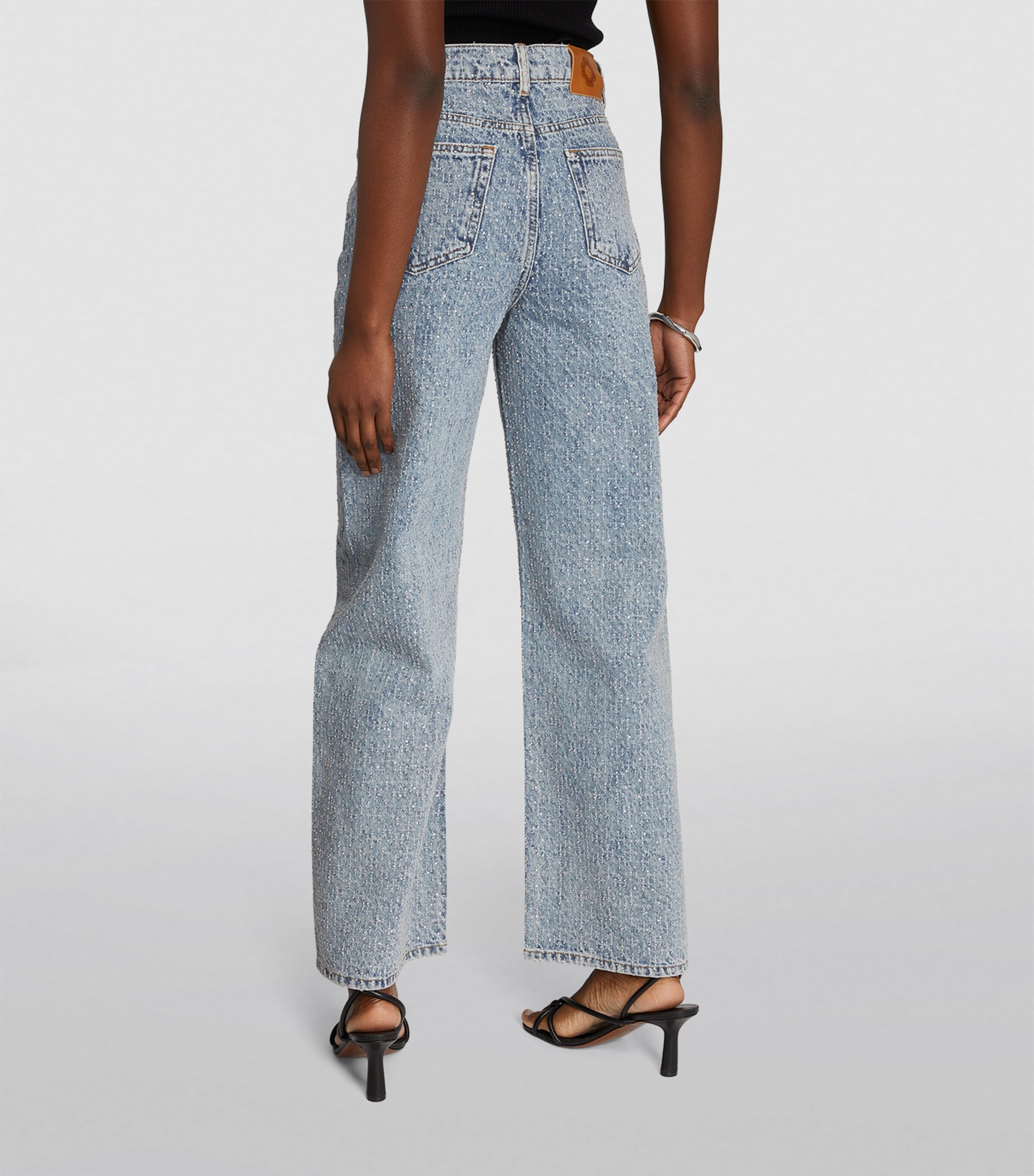 Maje Womens Crystal-Embellished Jeans Blue Image 4