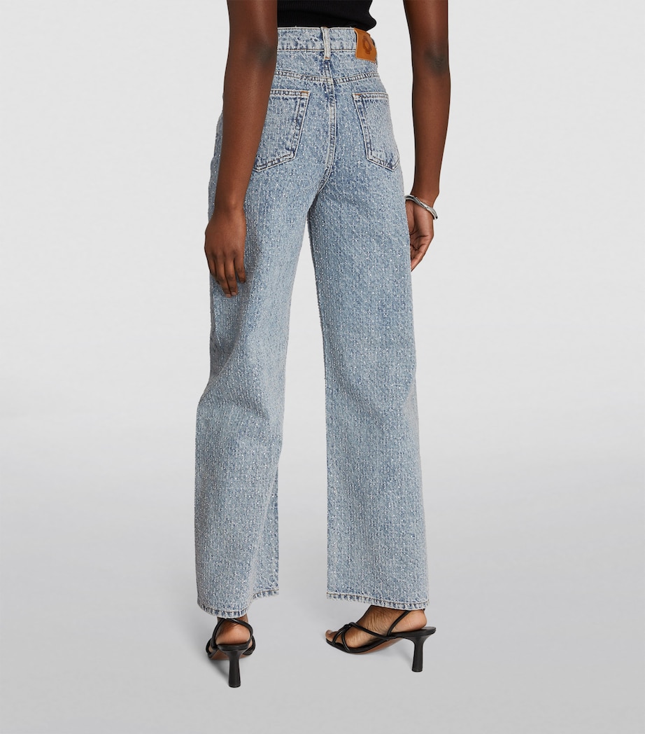 Maje Womens Crystal-Embellished Jeans Blue Image 4