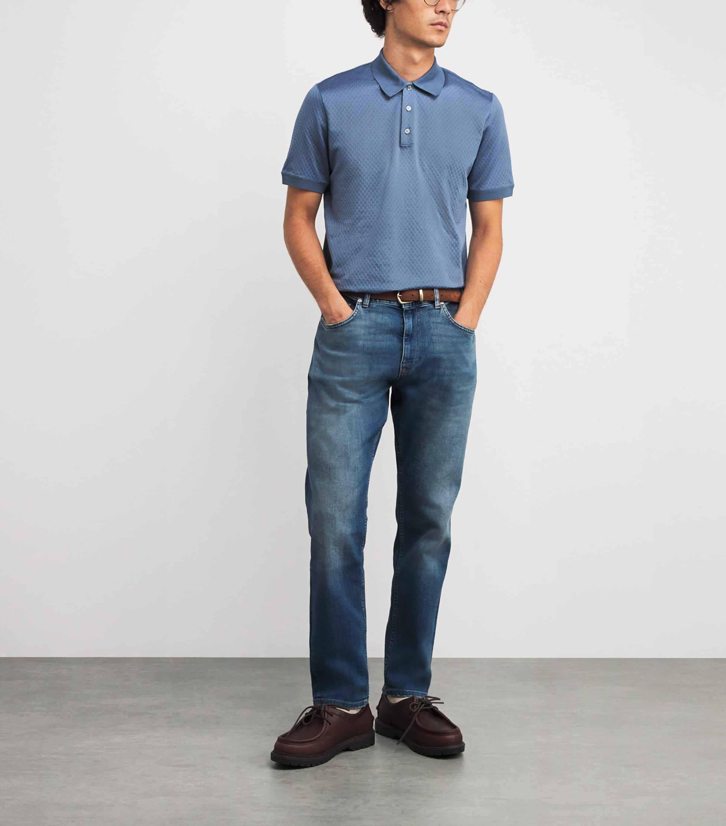 Cotton Jacquard Polo Shirt 420 Image 2