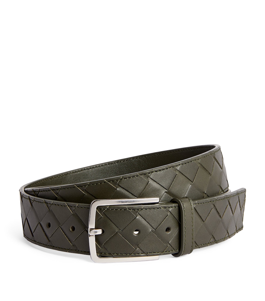 Leather Intrecciato Belt CAMPING-SILVER Image 1