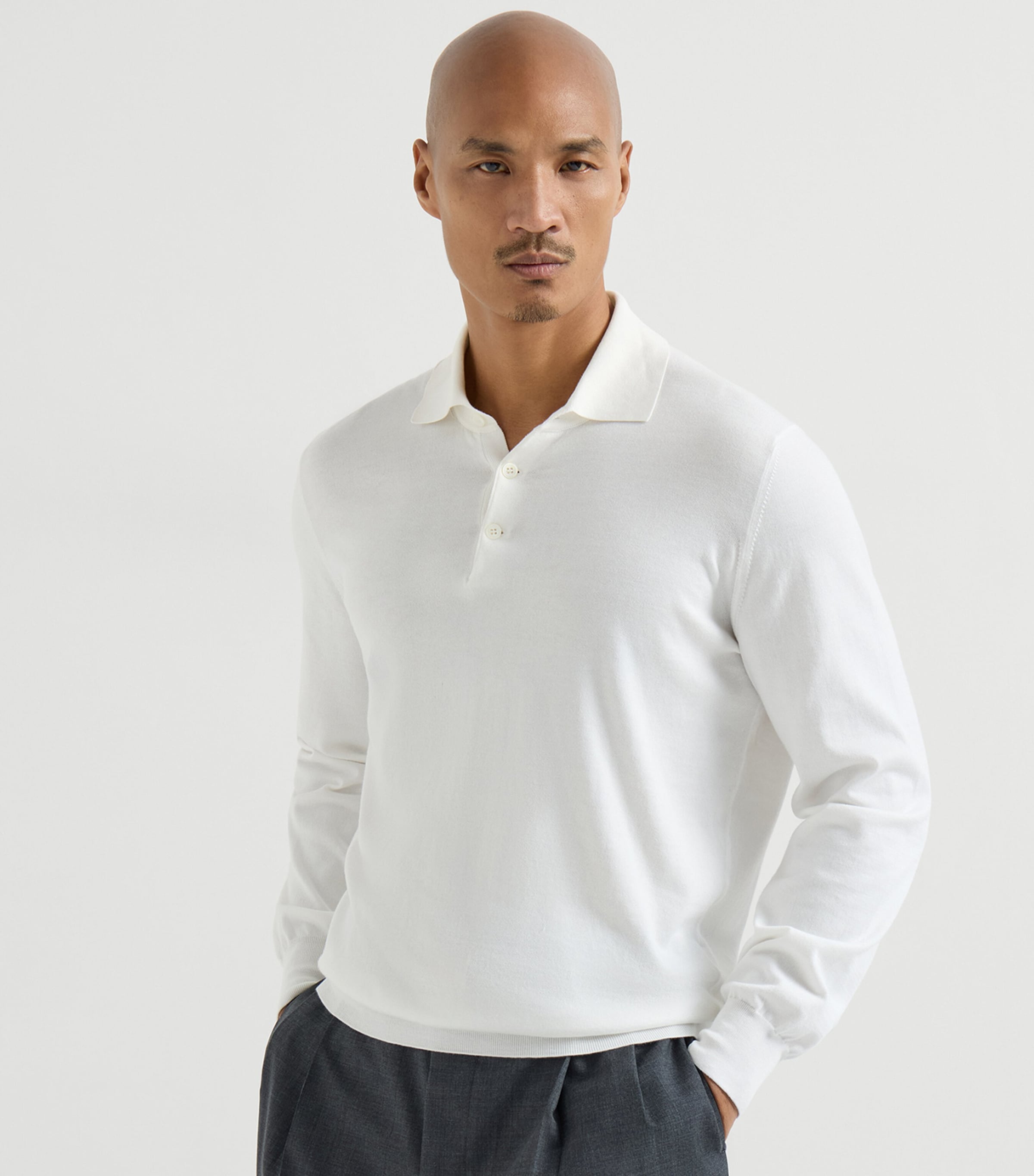Brunello Cucinelli Mens Cotton Polo Sweater Image 3