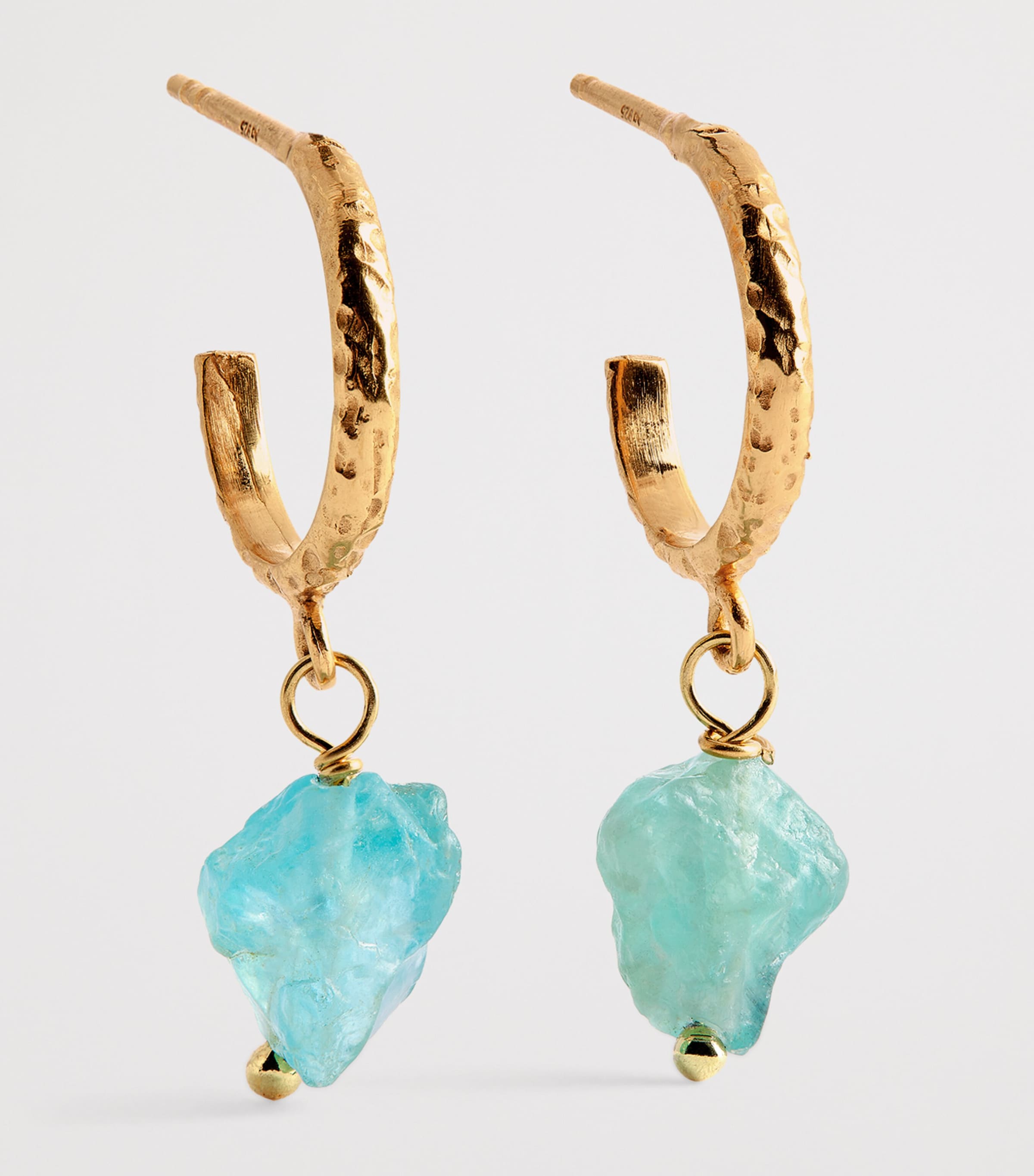 Gold-Plated and Apatite Fystiki Hoop Earrings TEAL Image 3