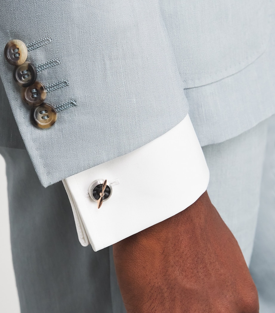 Deakin & Francis Aluminium Sopwith Propellor Cufflinks Black Image 2
