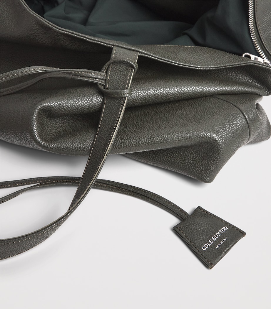 Large Grained Leather Tote Bag DARK GREEN 630 Image 6