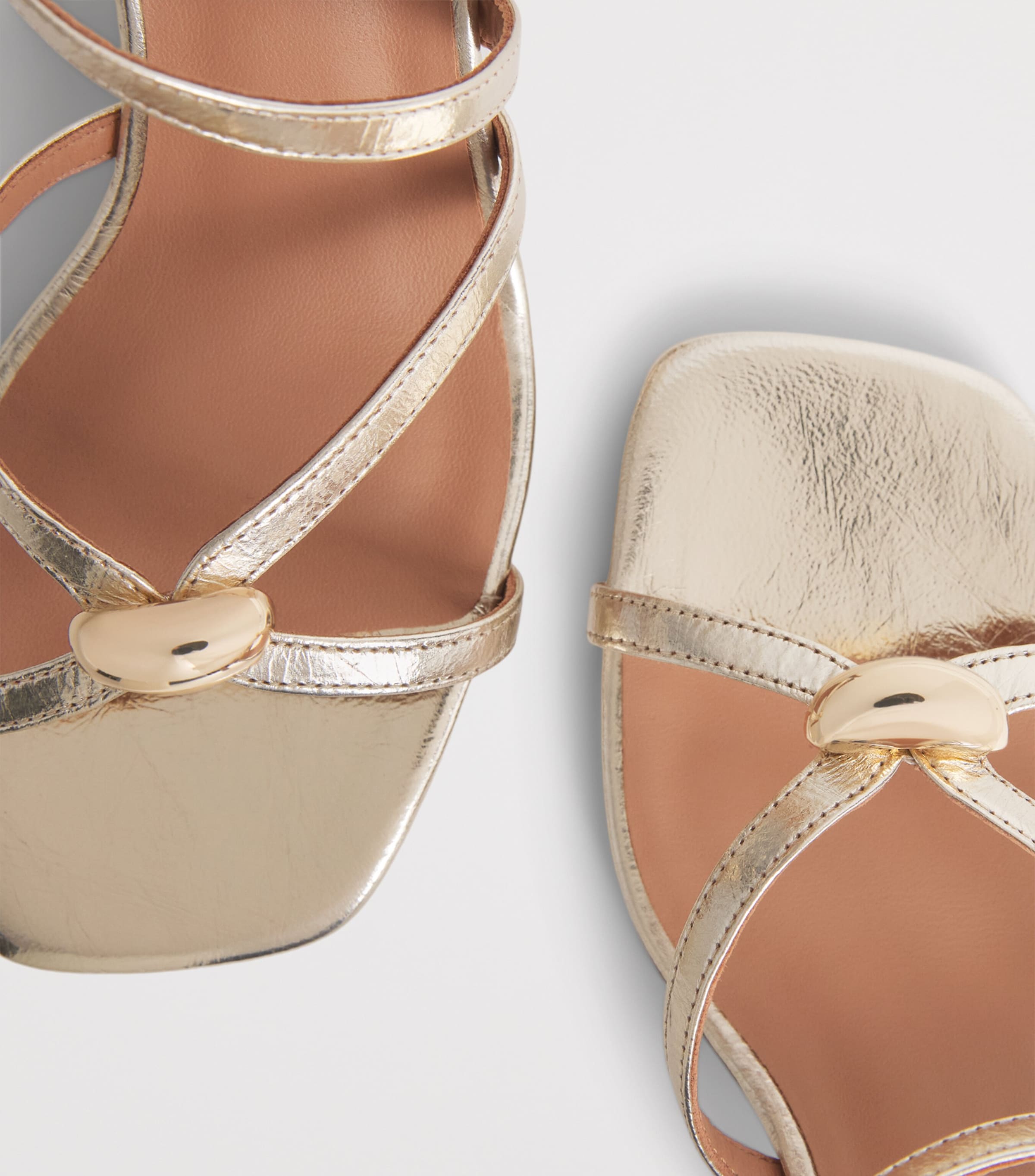 Maje Metallic Leather Heeled Sandals 70 Light Gold Image 6