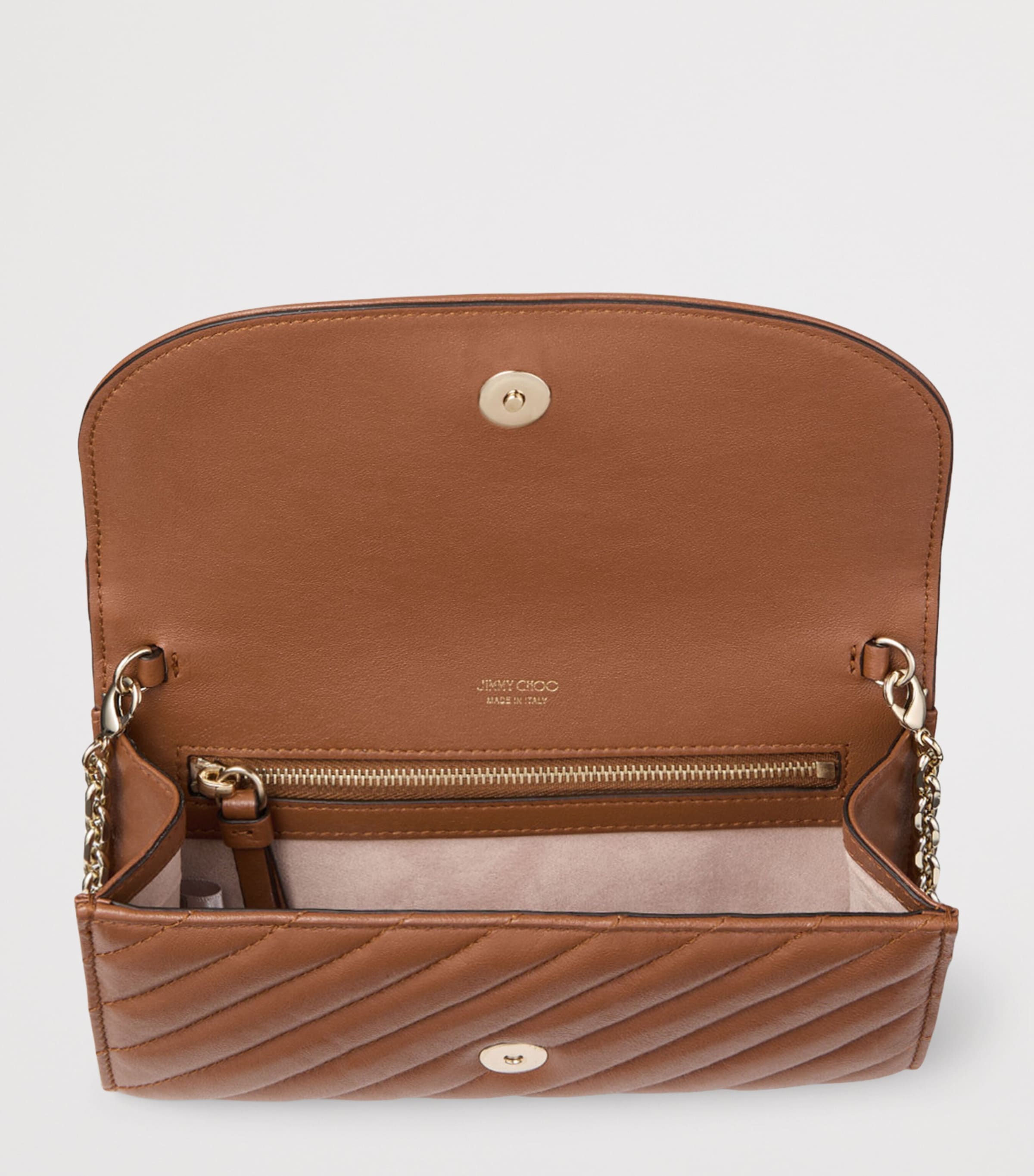 Jimmy Choo Curve Leather Chain Wallet Tan/shiny Gold Image 4