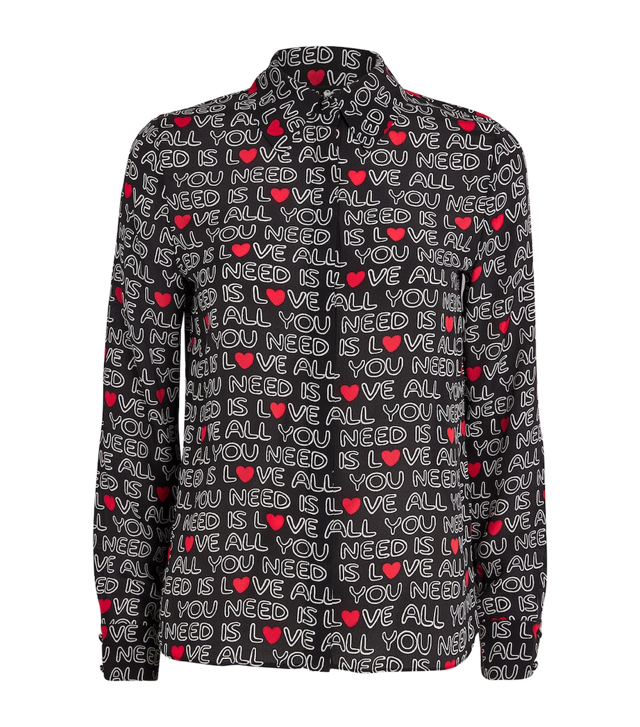Alice+Olivia Womens x The Beatles Silk Willa Shirt All You Need Is Love Image 1