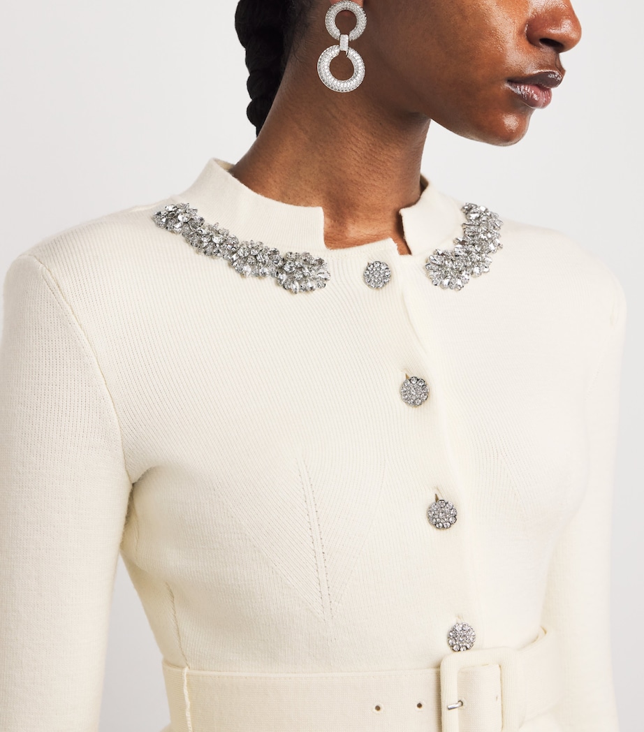 Knitted Embellished Midi Dress CREAM Image 6