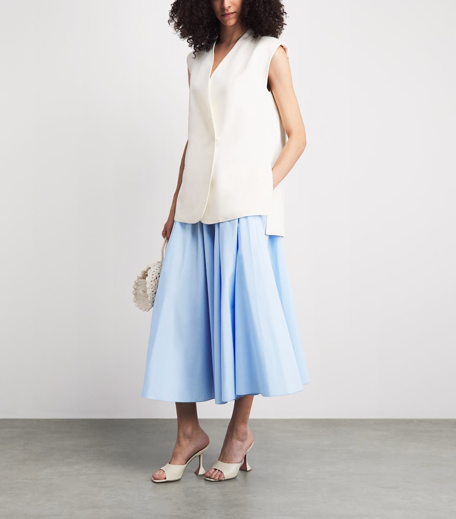 Fabiana Filippi Womens Cotton Poplin Midi Skirt Azzurro Cielo Image 2