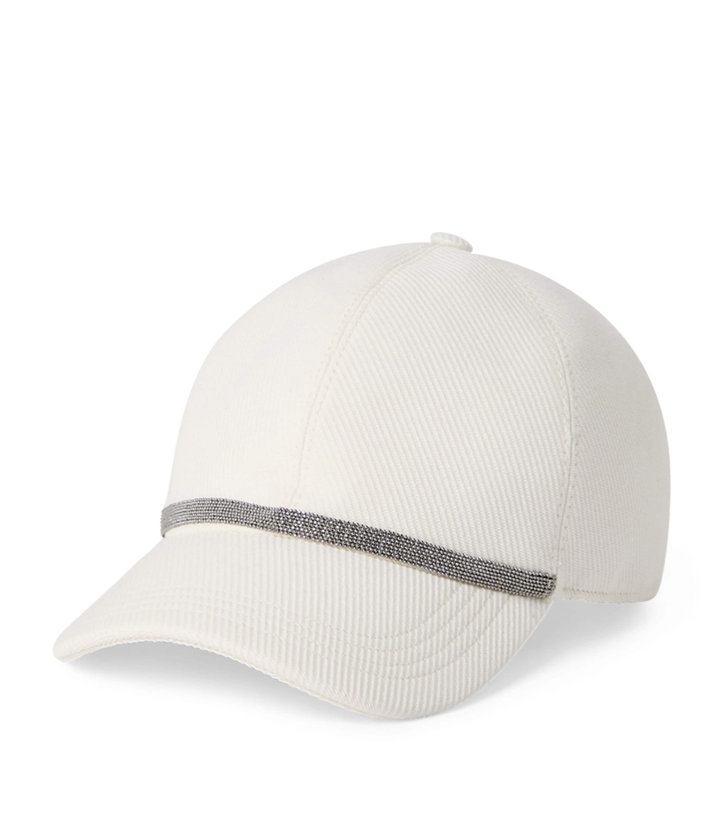 Brunello Cucinelli Panelled Linen Baseball Cap With Curved Brim In White
