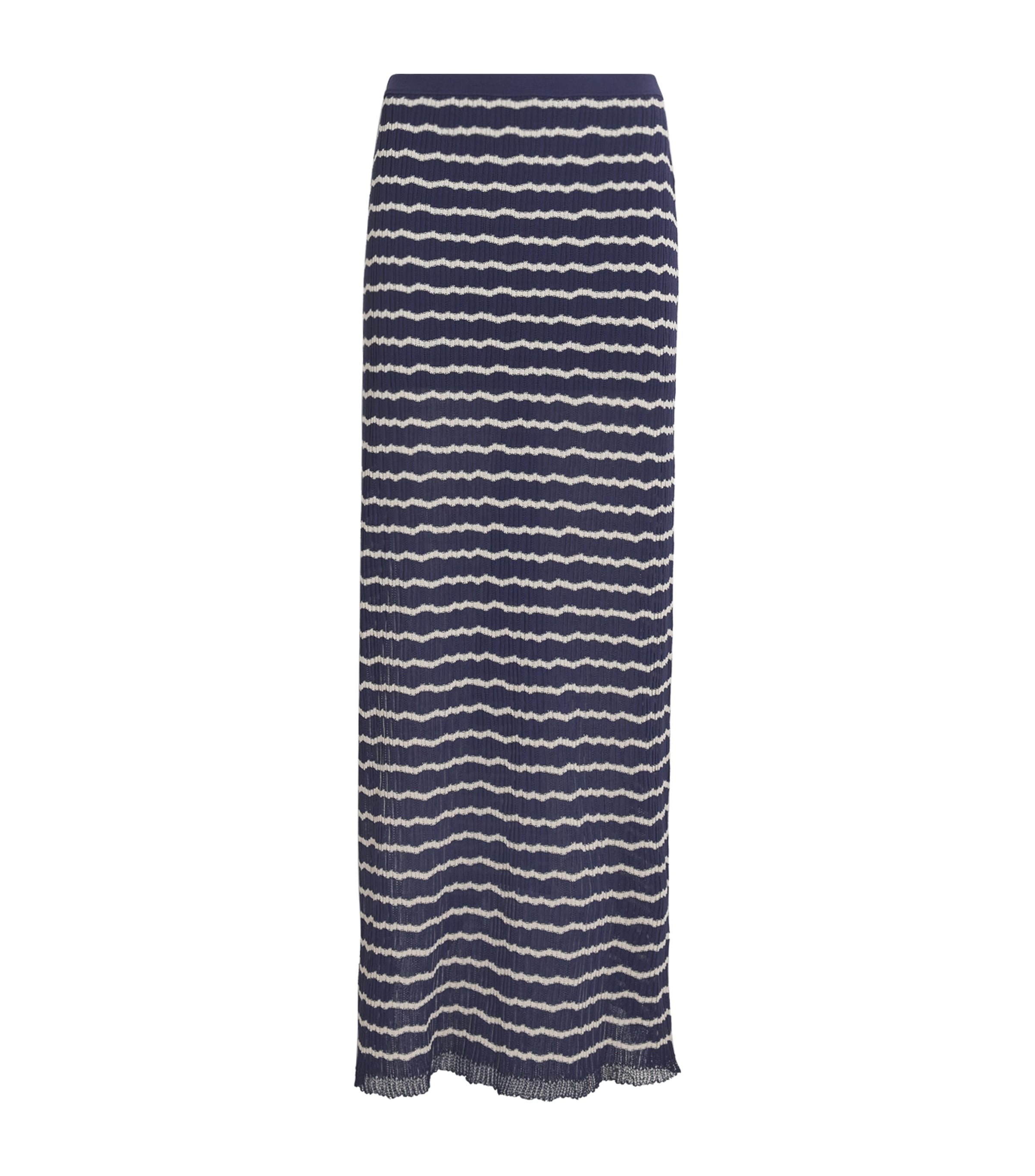 Rag & Bone Womens Indgo Chiara Striped Cotton-blend Maxi Skirt In Blue