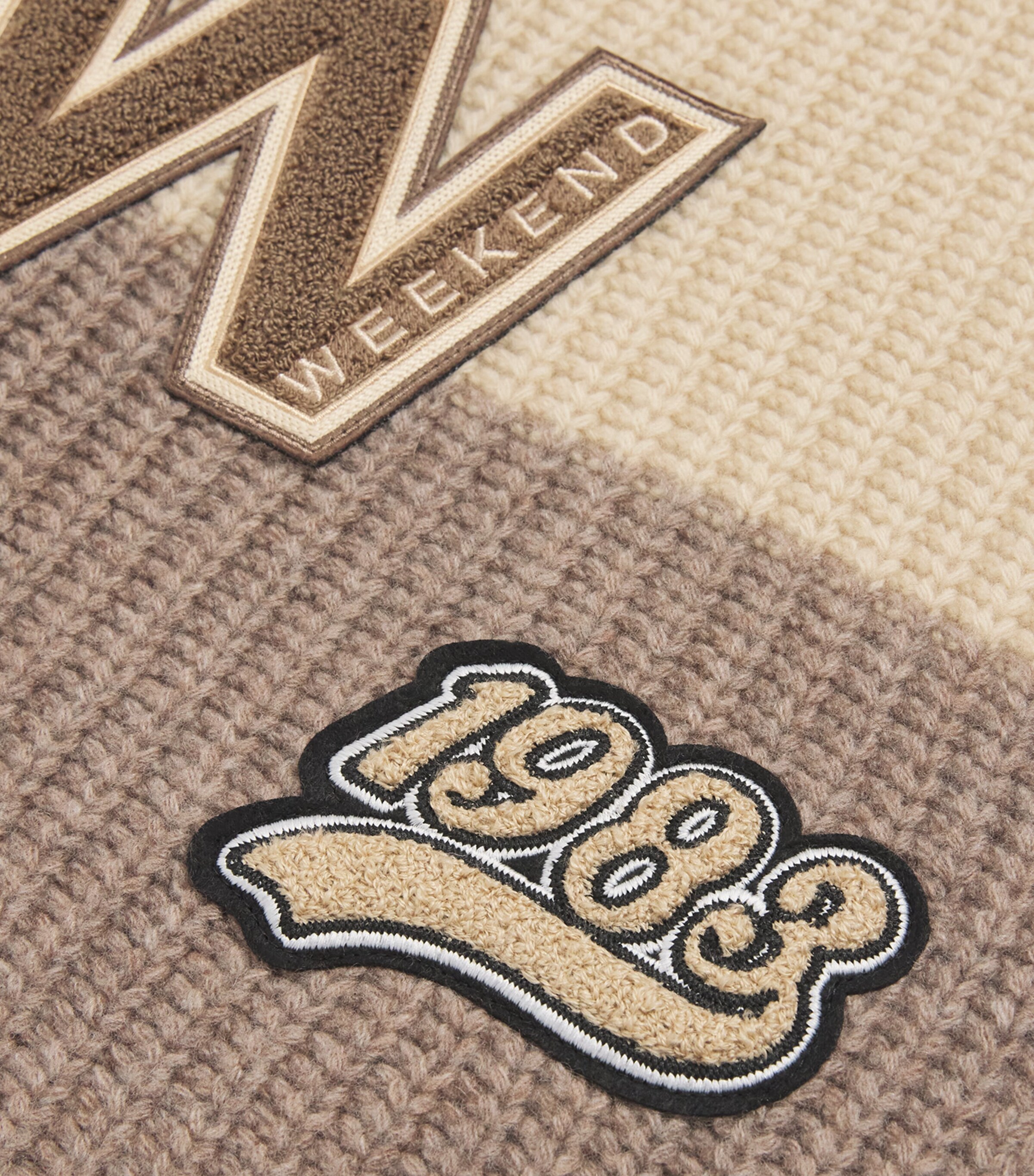 Weekend Max Mara Brown Virgin Wool Striped Logo Scarf | Harrods US
