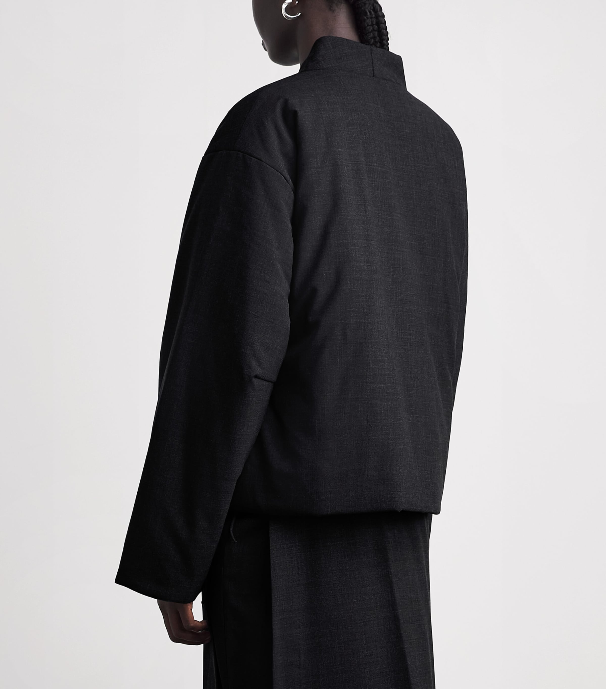 St. Agni Womens Wool-Blend Pillow Wrap Jacket Dark Graphite Image 5