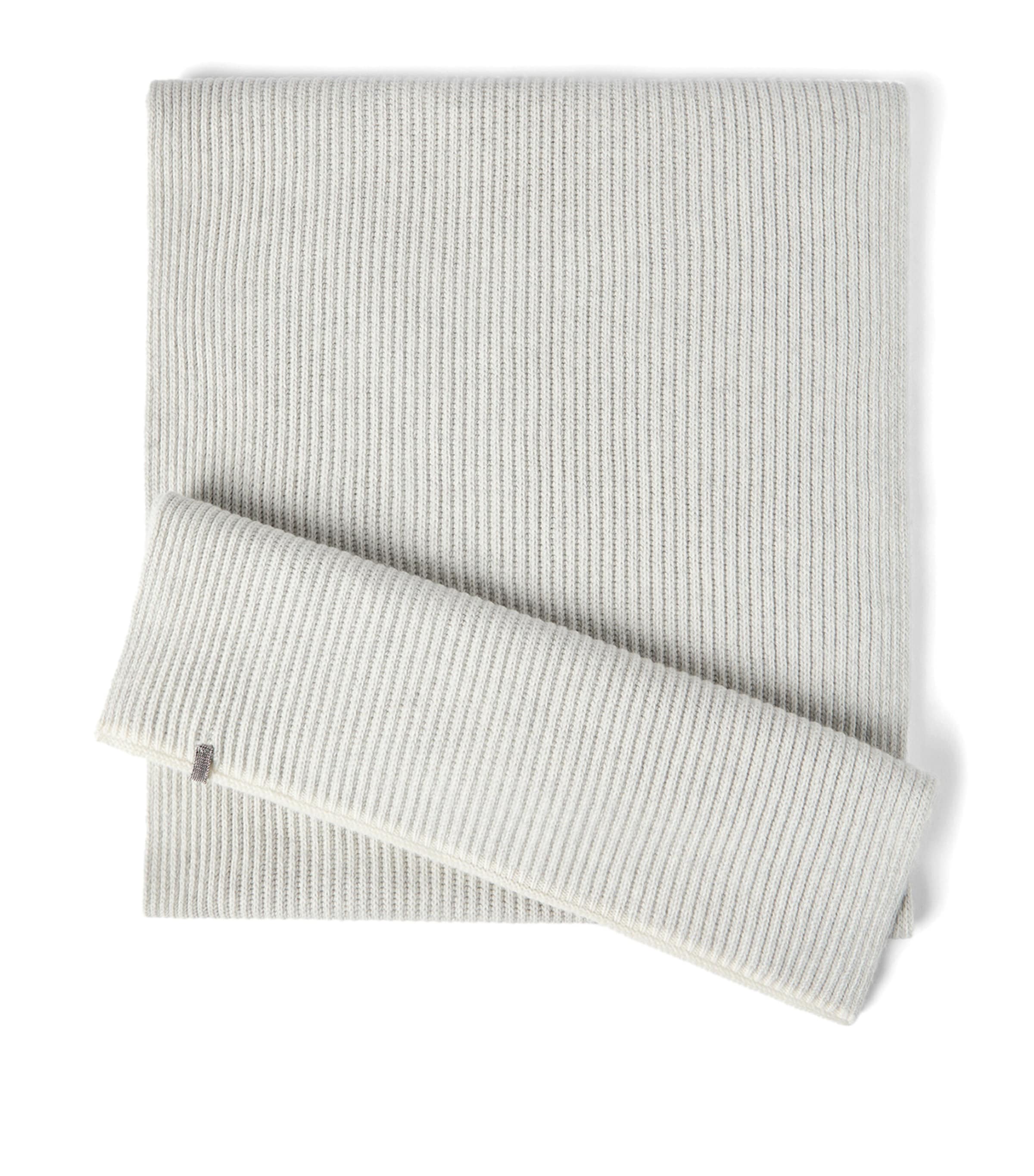 Brunello Cucinelli Cashmere Ribbed Monili-Detail Scarf Image 1